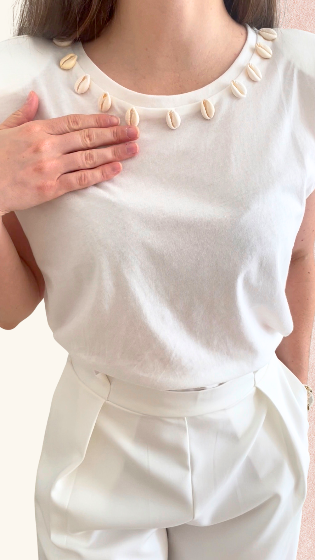 T-shirt blanc col coquillages Emile