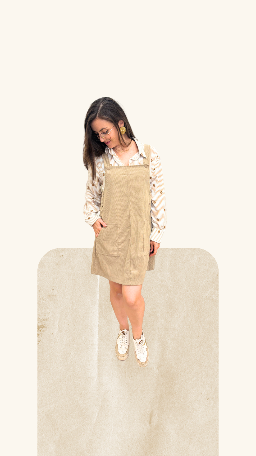 Robe Olivia velours beige