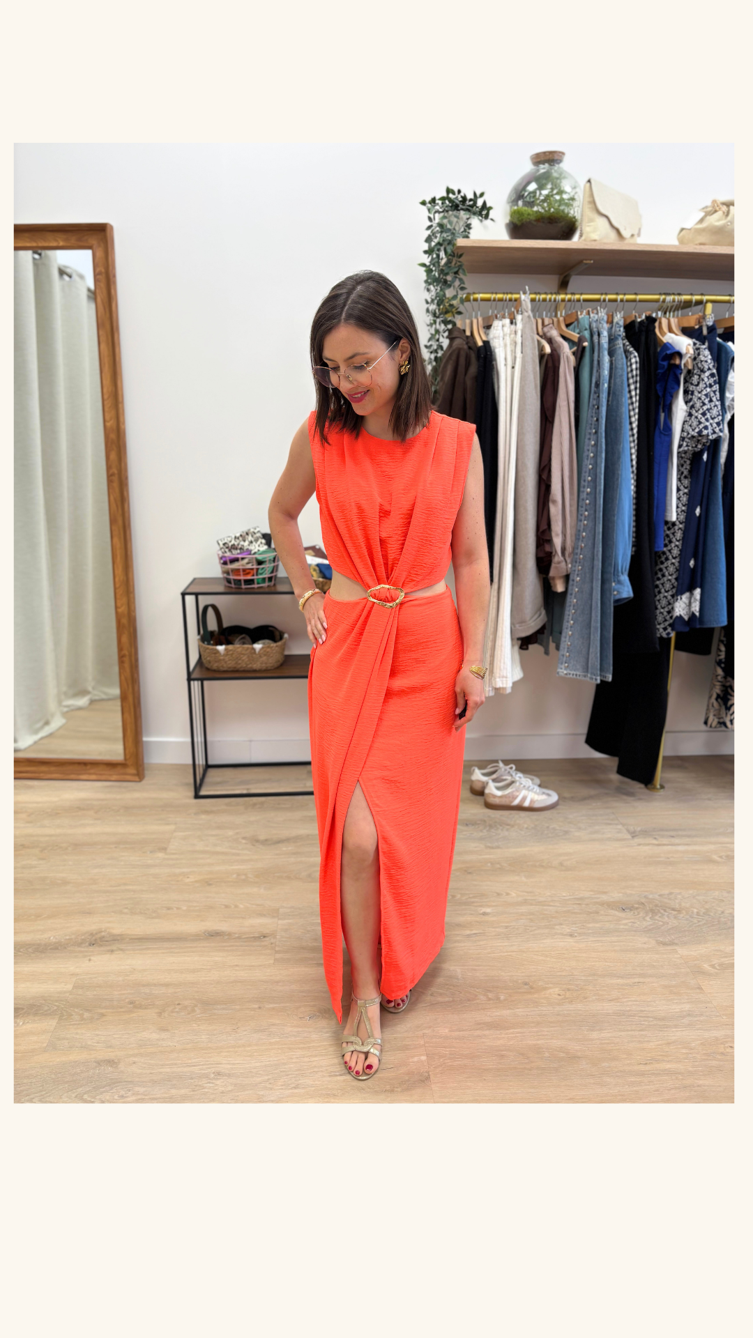Robe longue Sonia corail