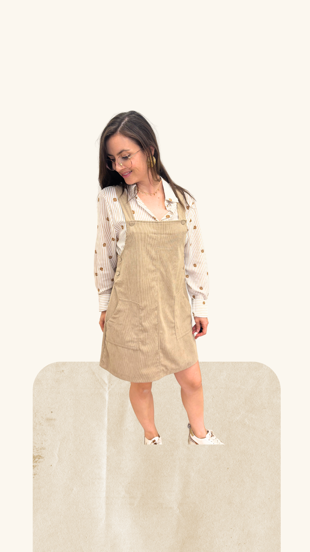 Robe Olivia velours beige