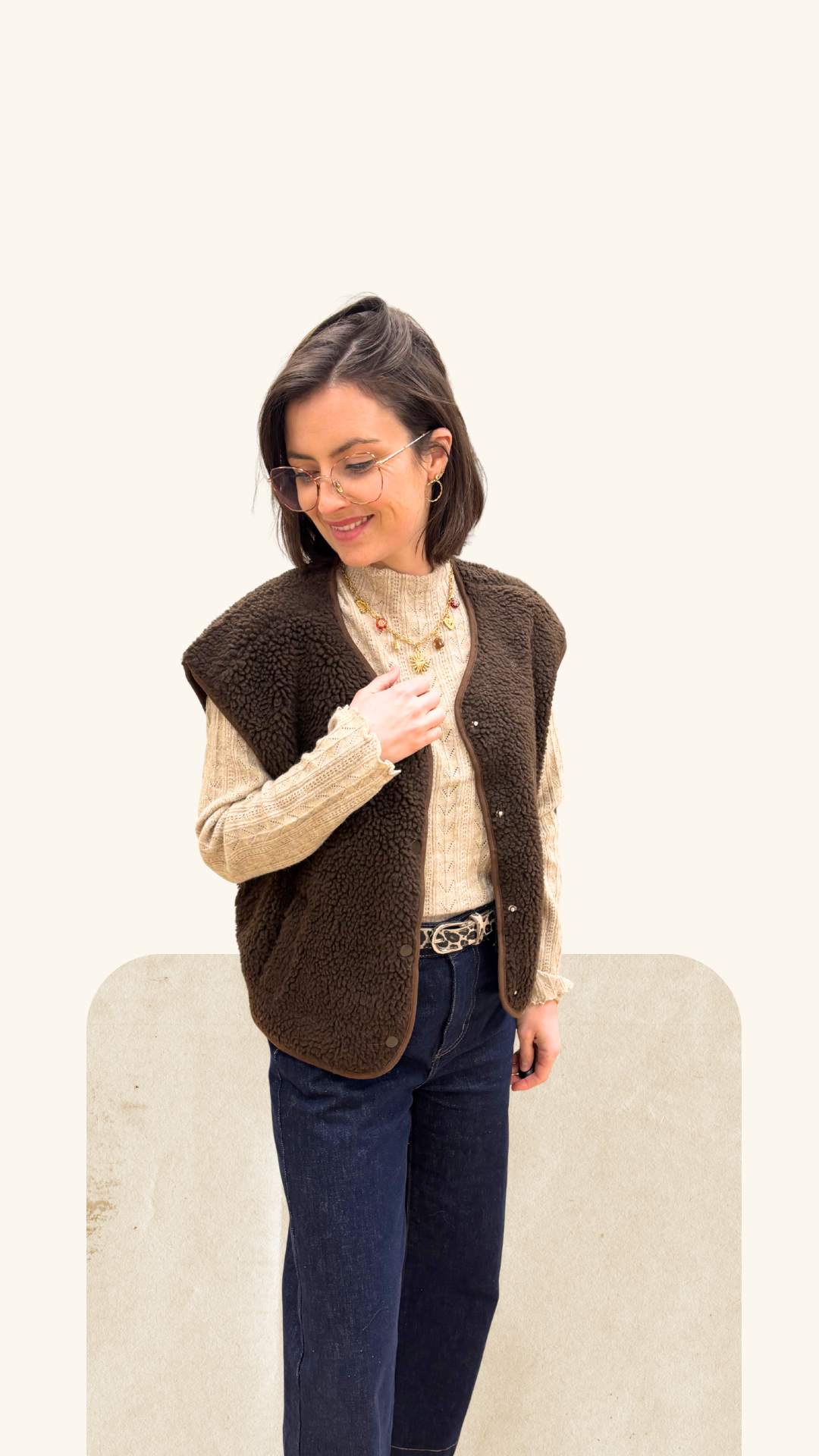 Gilet berger Béryl marron