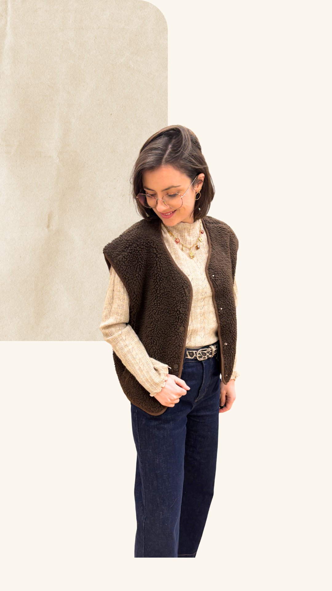 Gilet berger Béryl marron