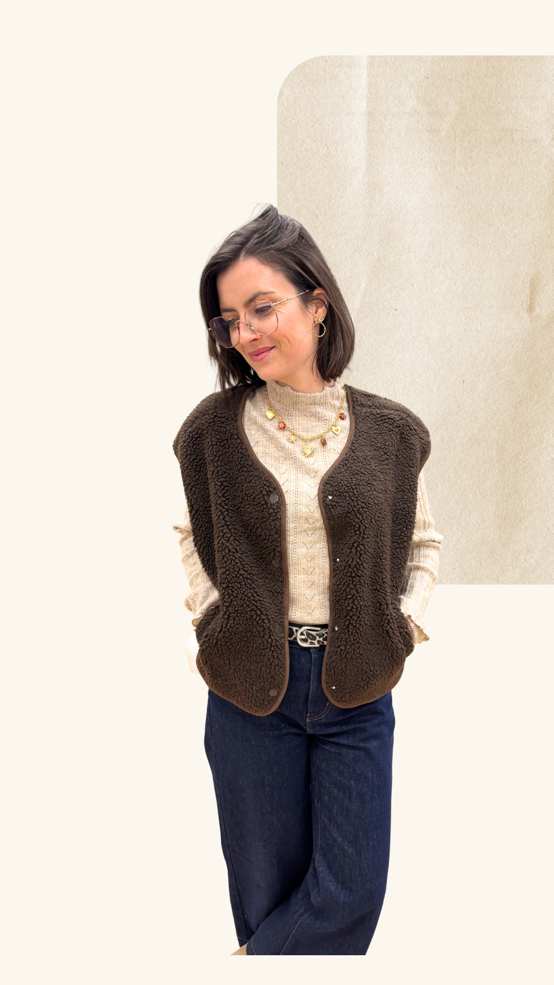 Gilet berger Béryl marron