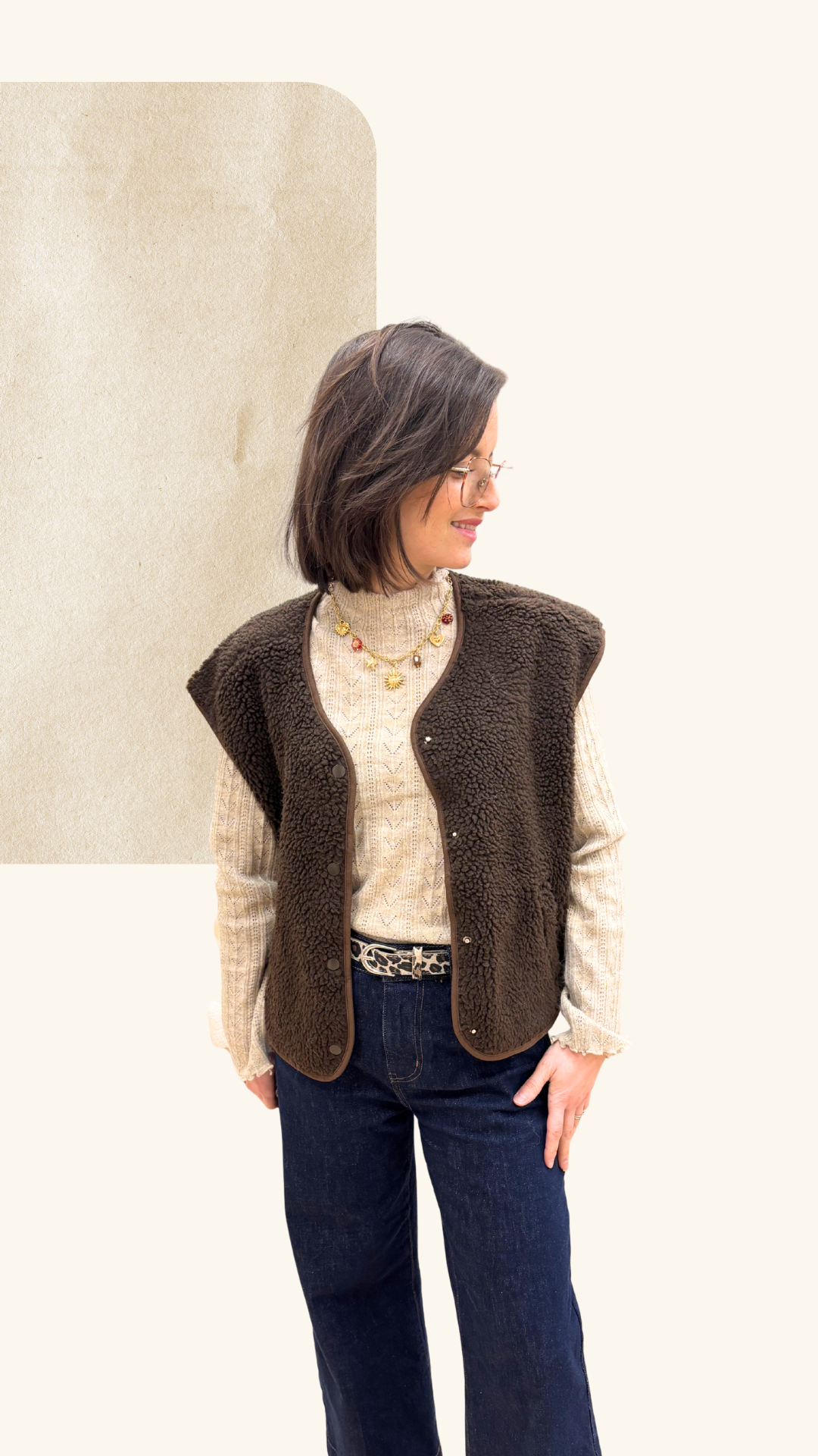 Gilet berger Béryl marron