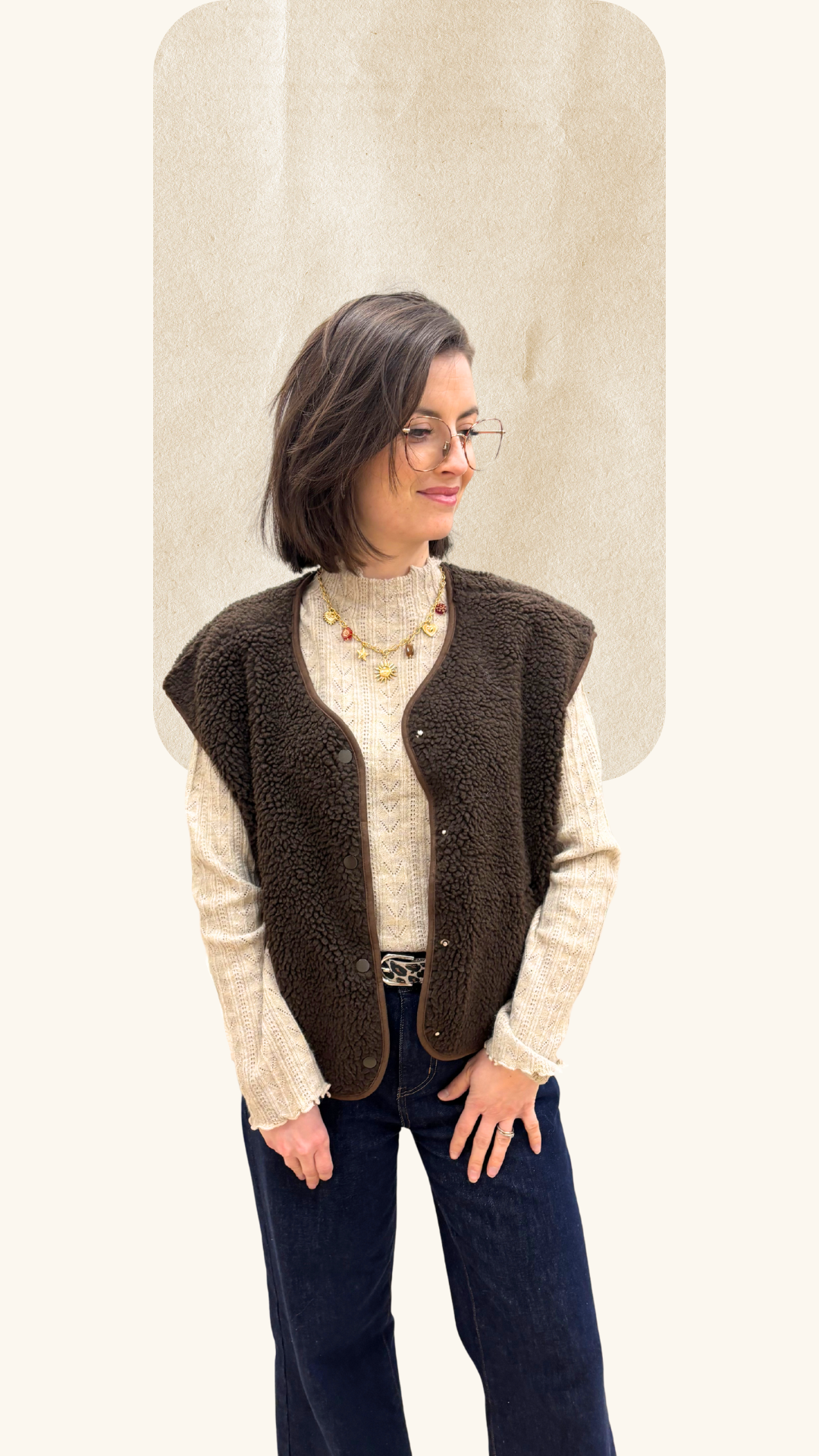 Gilet berger Béryl marron