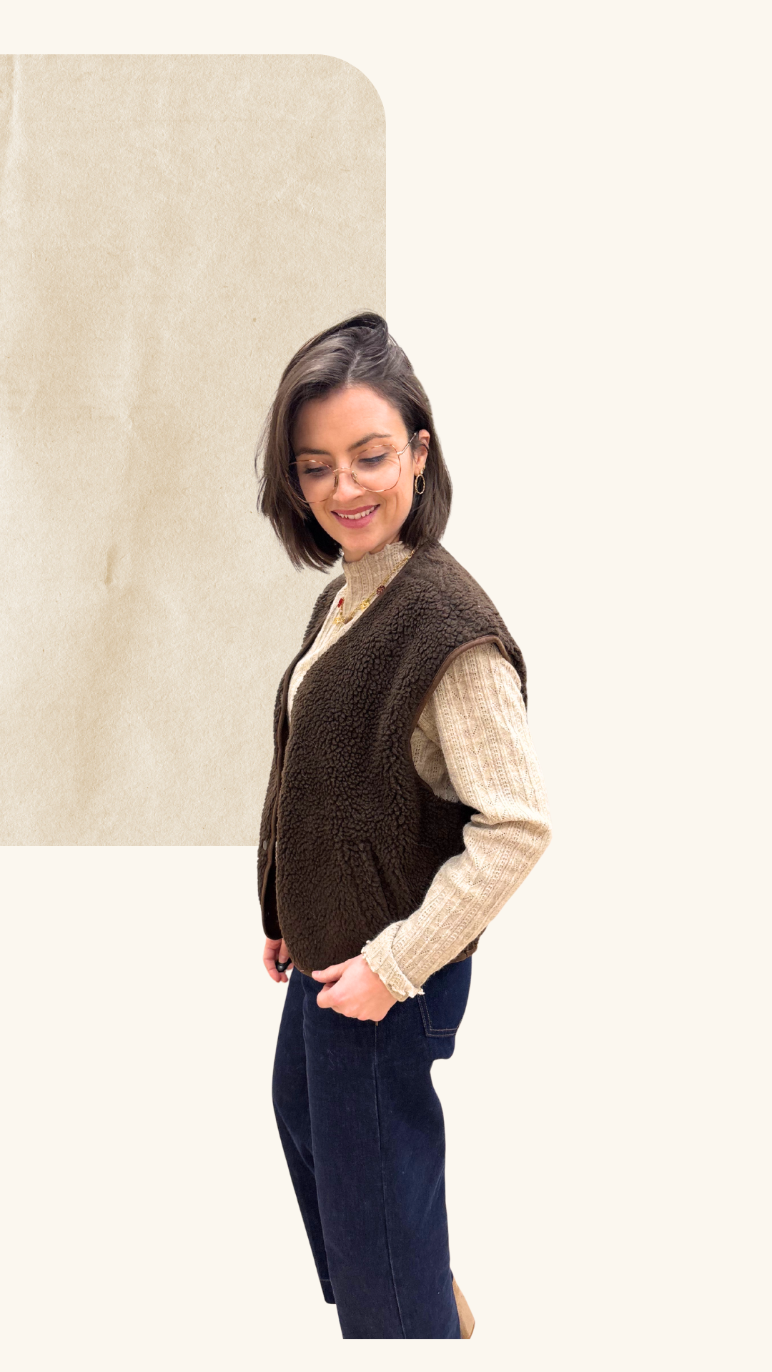 Gilet berger Béryl marron