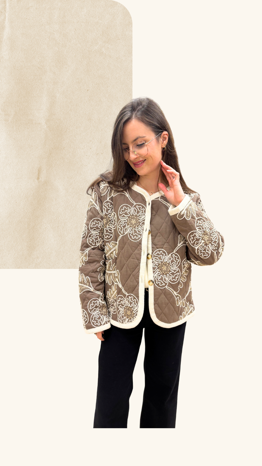 Veste Clarisse brodée chocolat