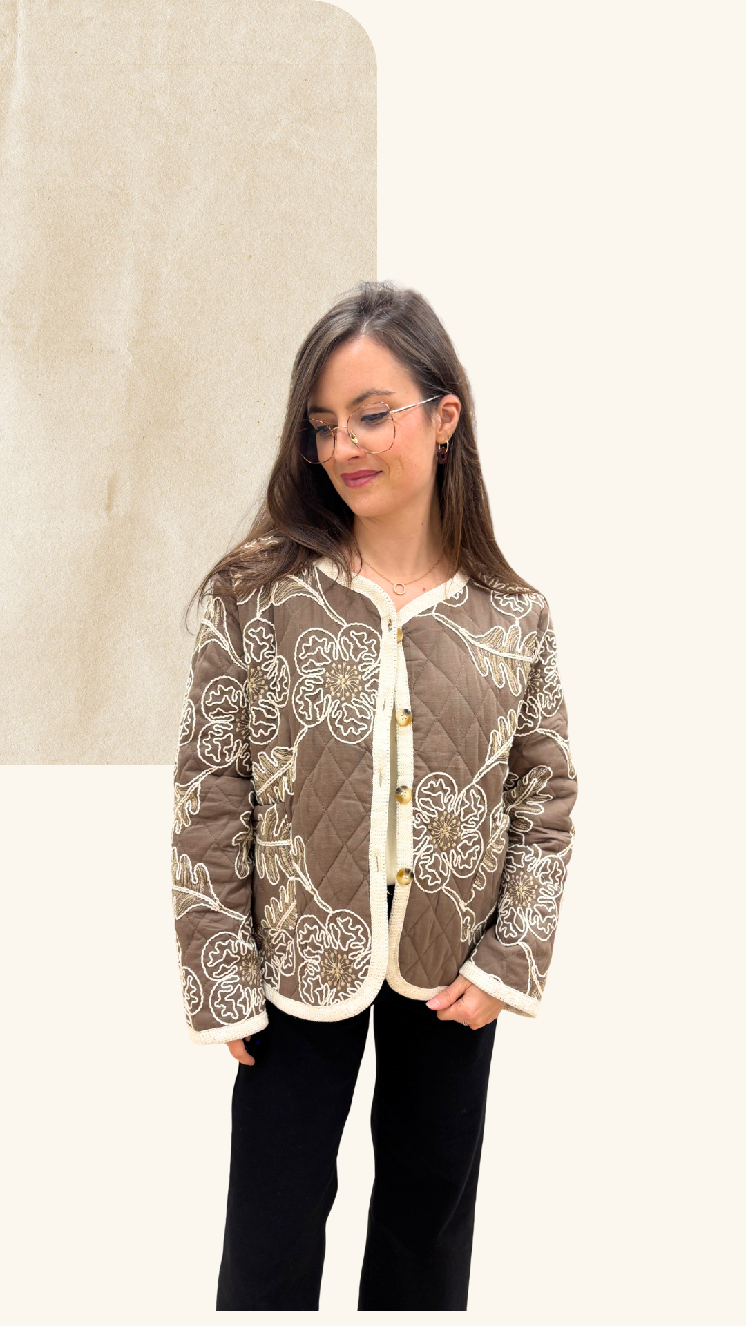 Veste Clarisse brodée chocolat