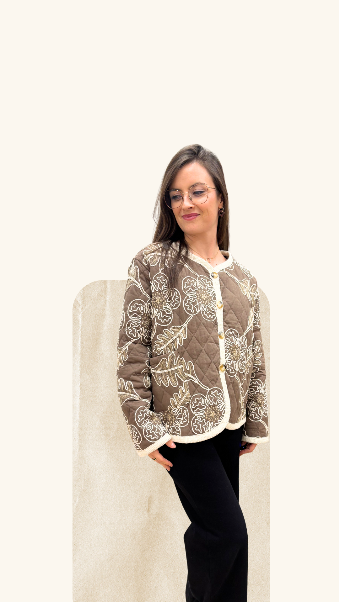 Veste Clarisse brodée chocolat