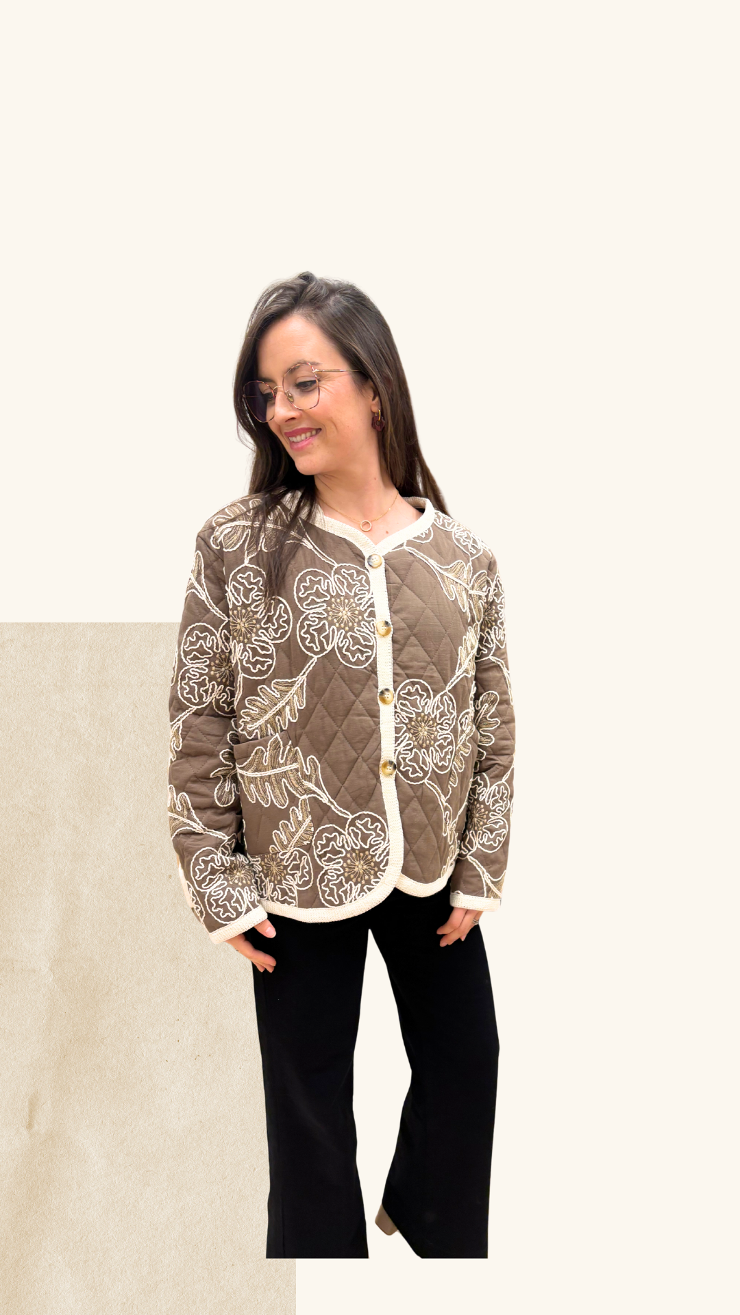 Veste Clarisse brodée chocolat