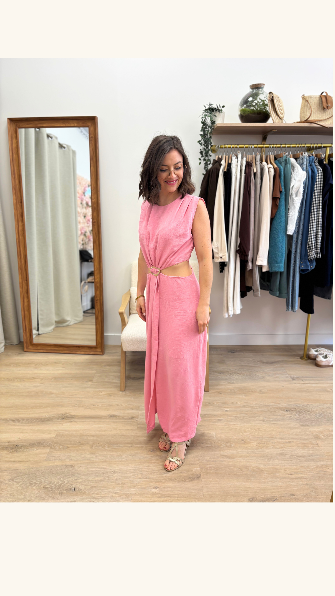 Robe longue Sonia rose