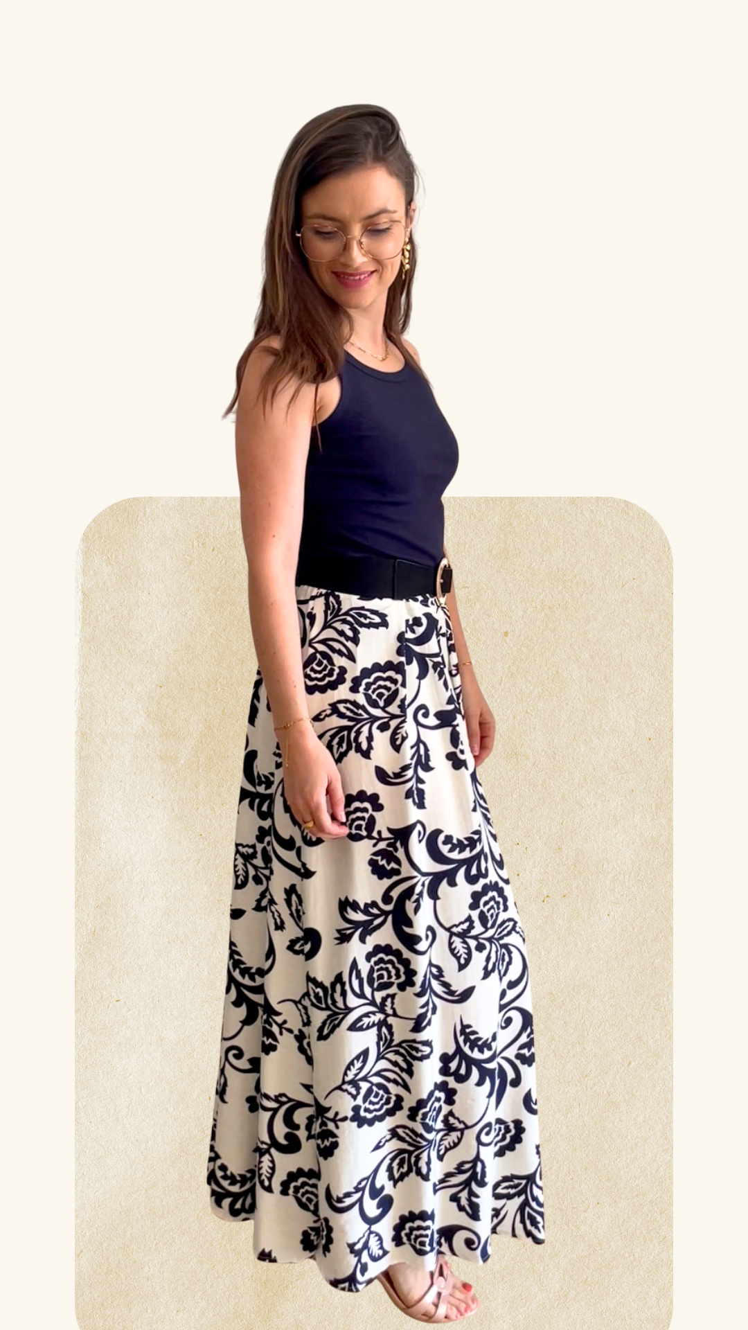 Jupe longue Esther marine