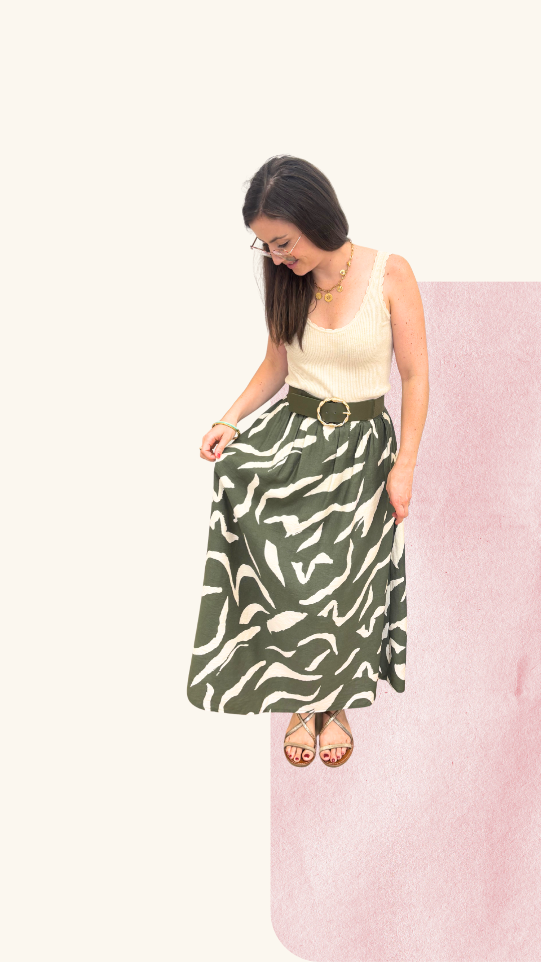 Jupe longue Sofia kaki