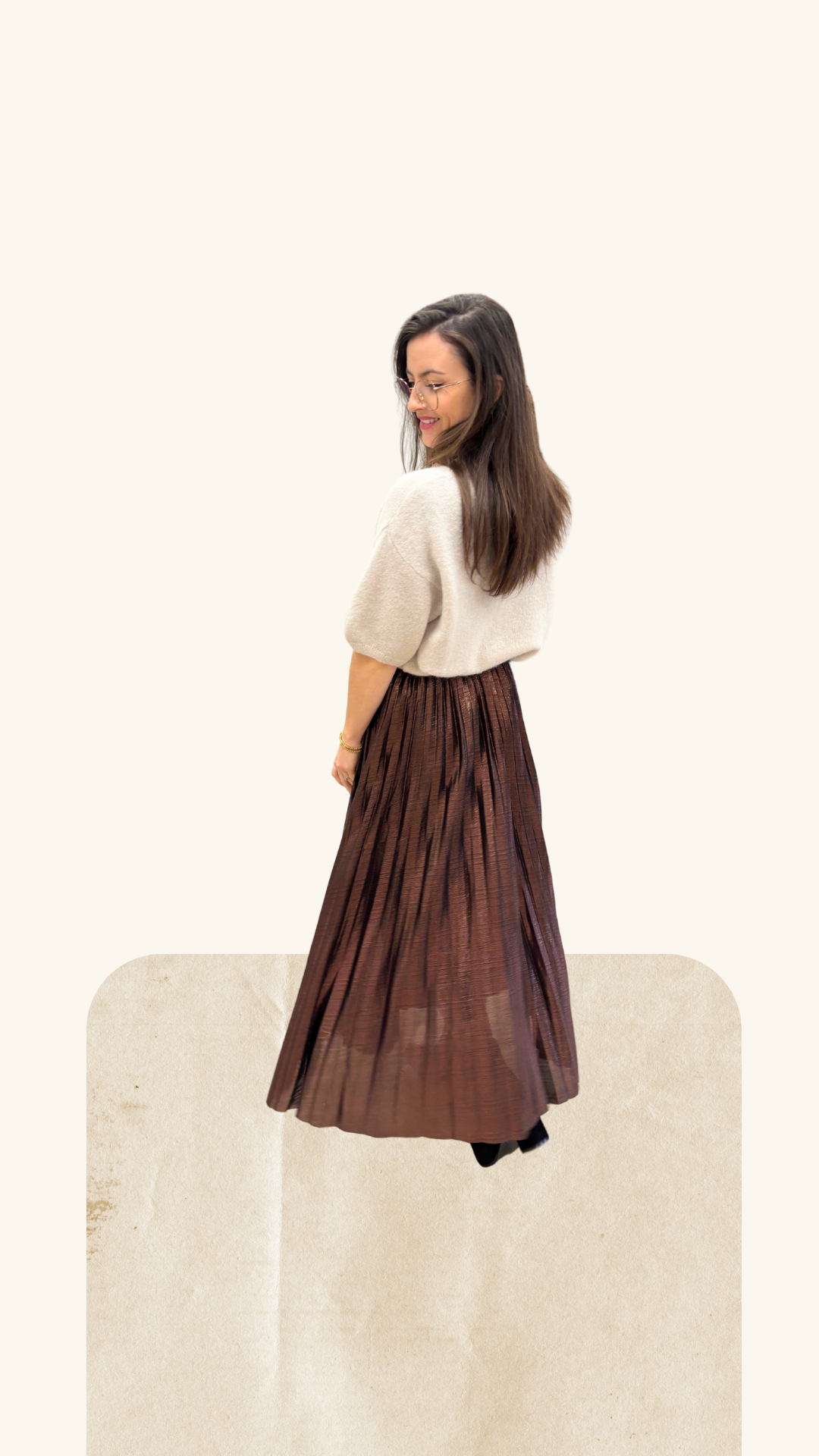 Jupe plissée Leila marron