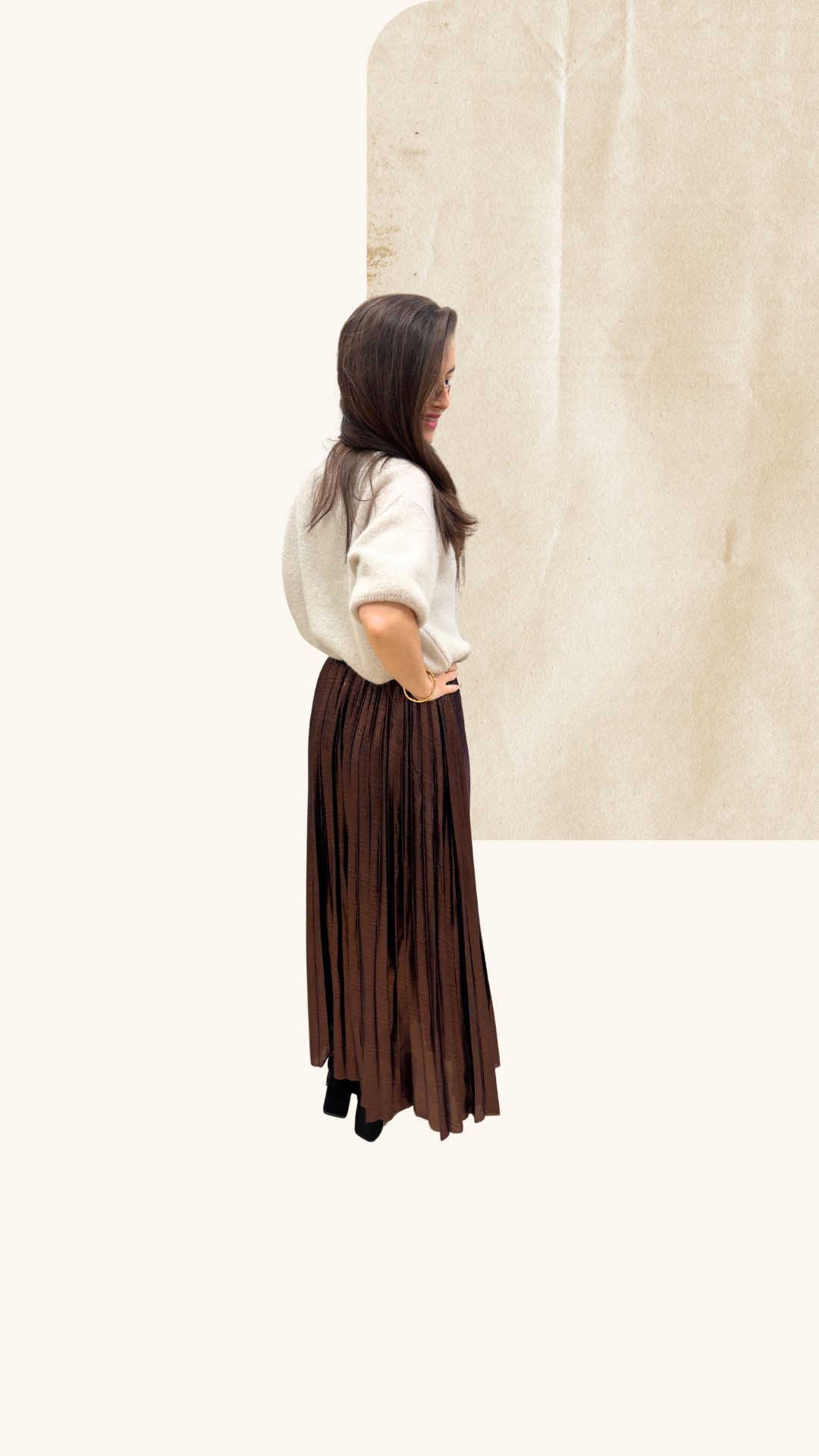 Jupe plissée Leila marron