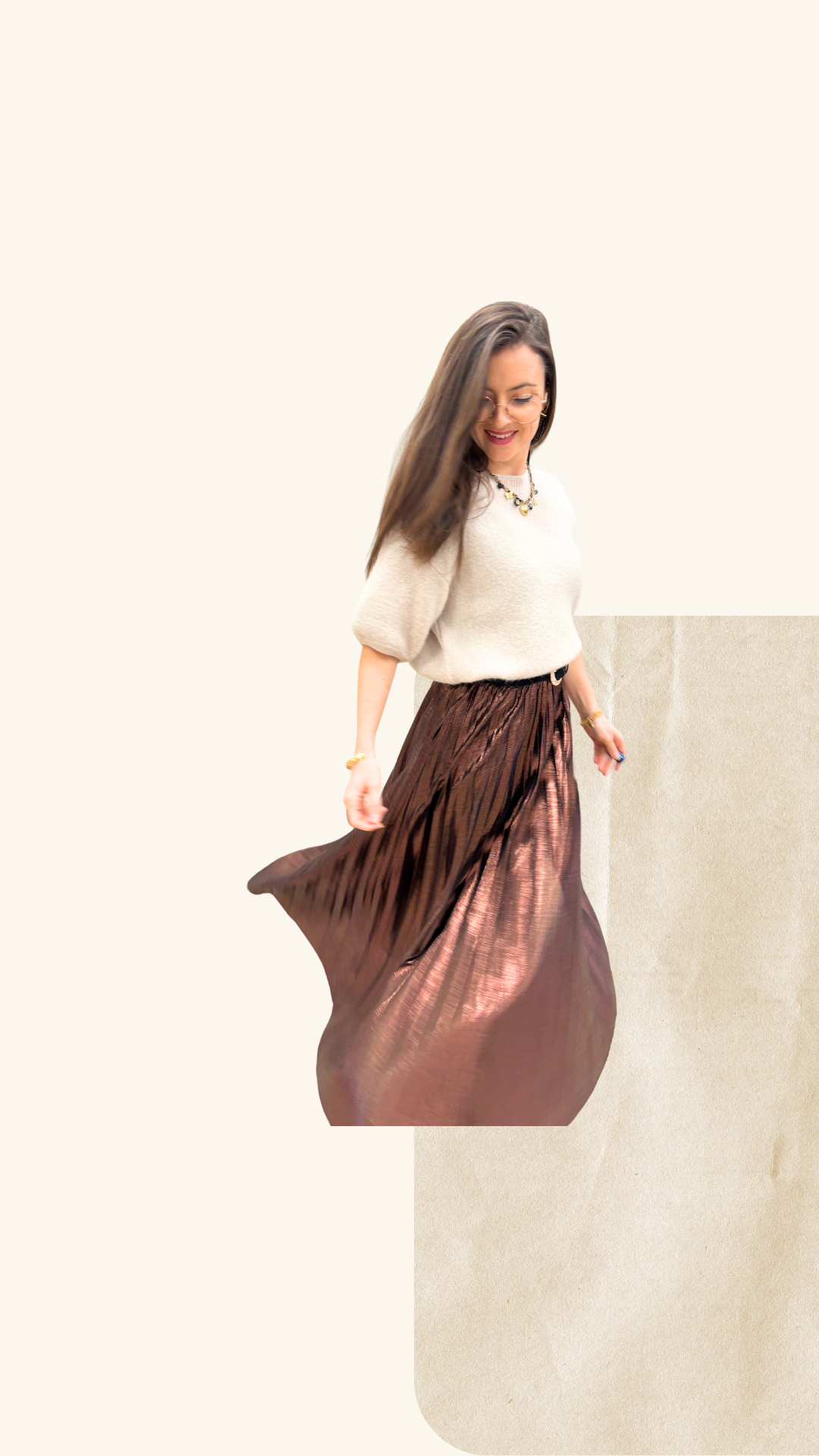 Jupe plissée Leila marron