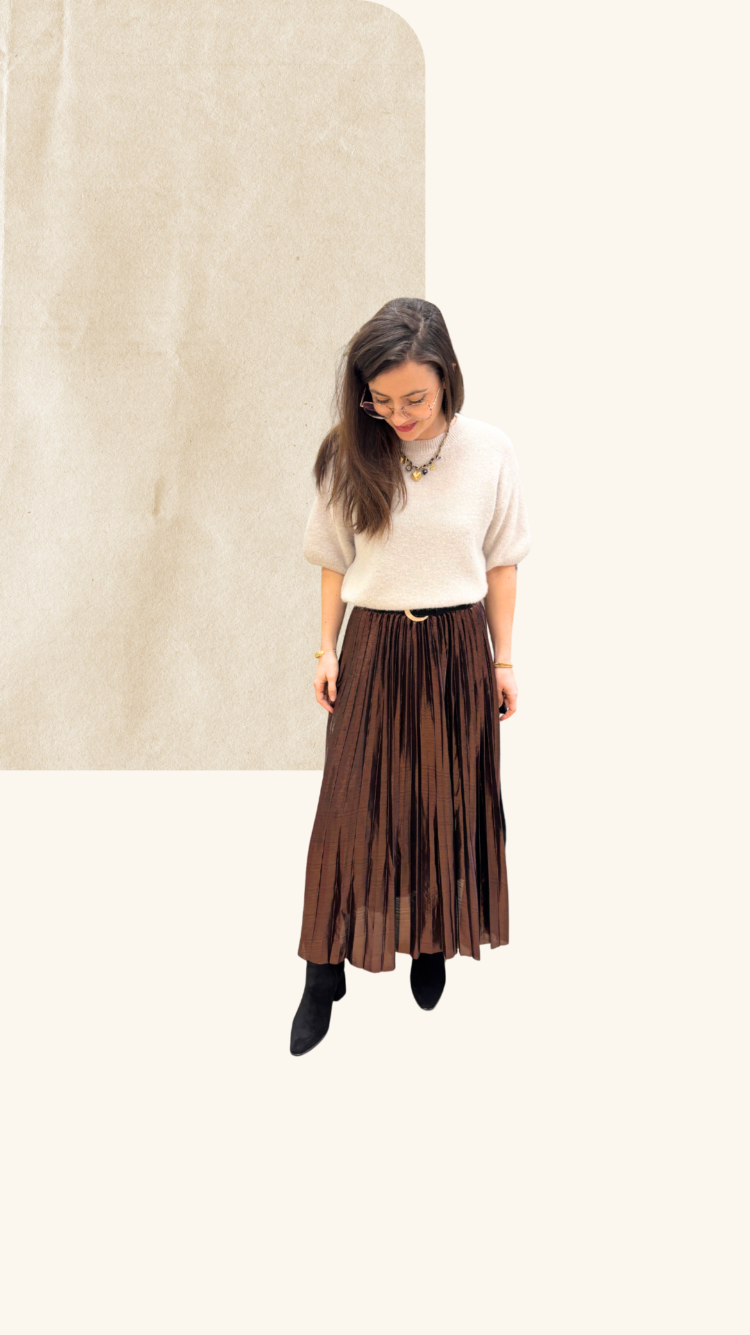 Jupe plissée Leila marron