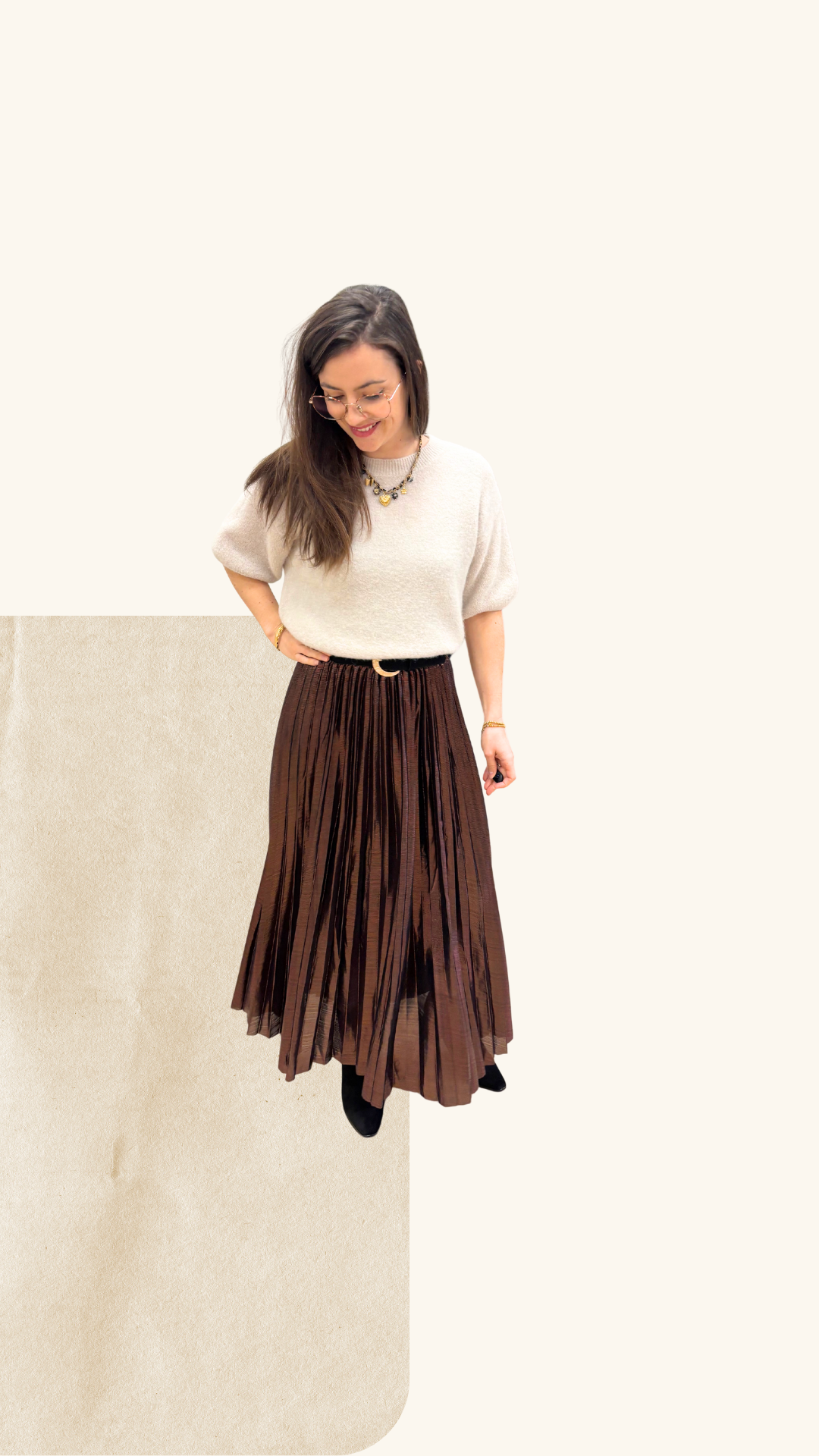 Jupe plissée Leila marron