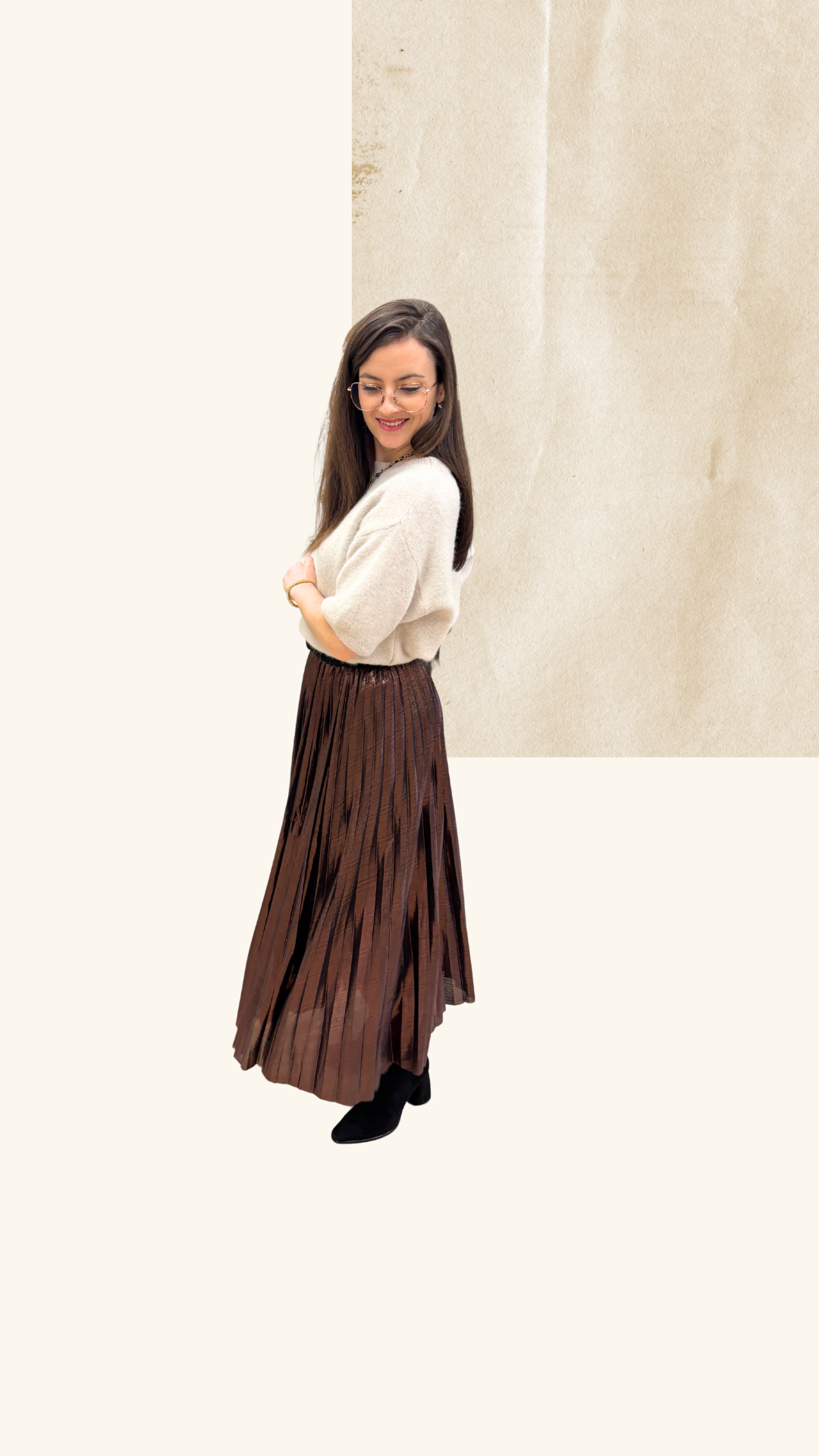 Jupe plissée Leila marron