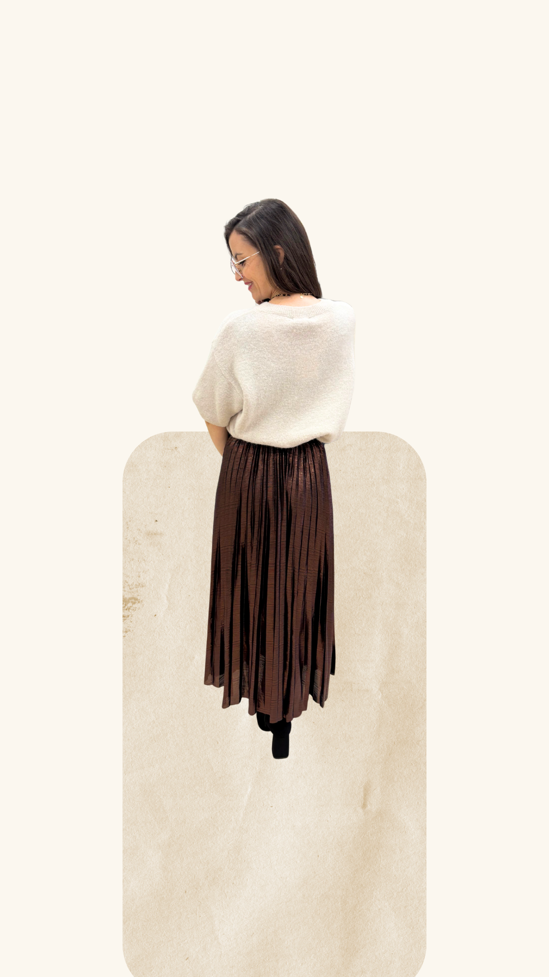 Jupe plissée Leila marron