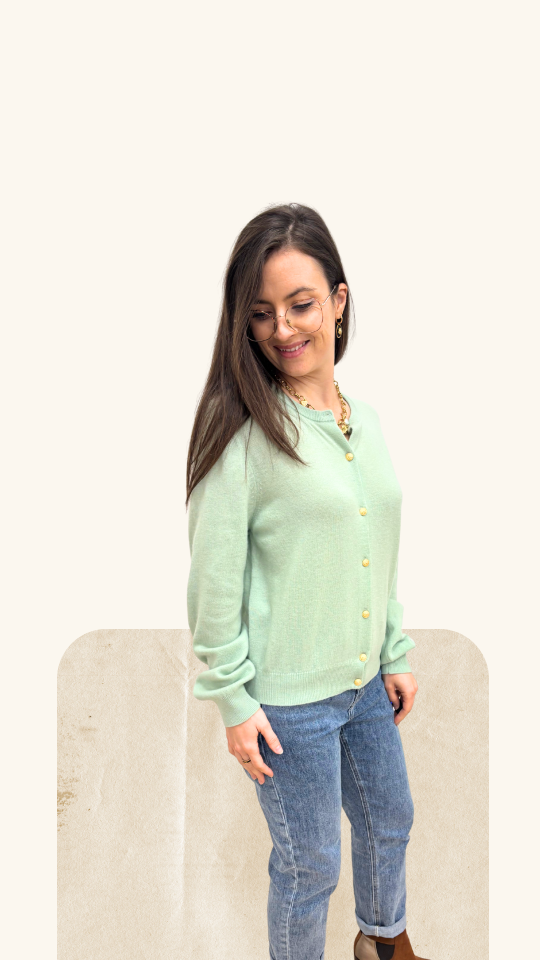 Gilet Ava vert 100% laine mérinos