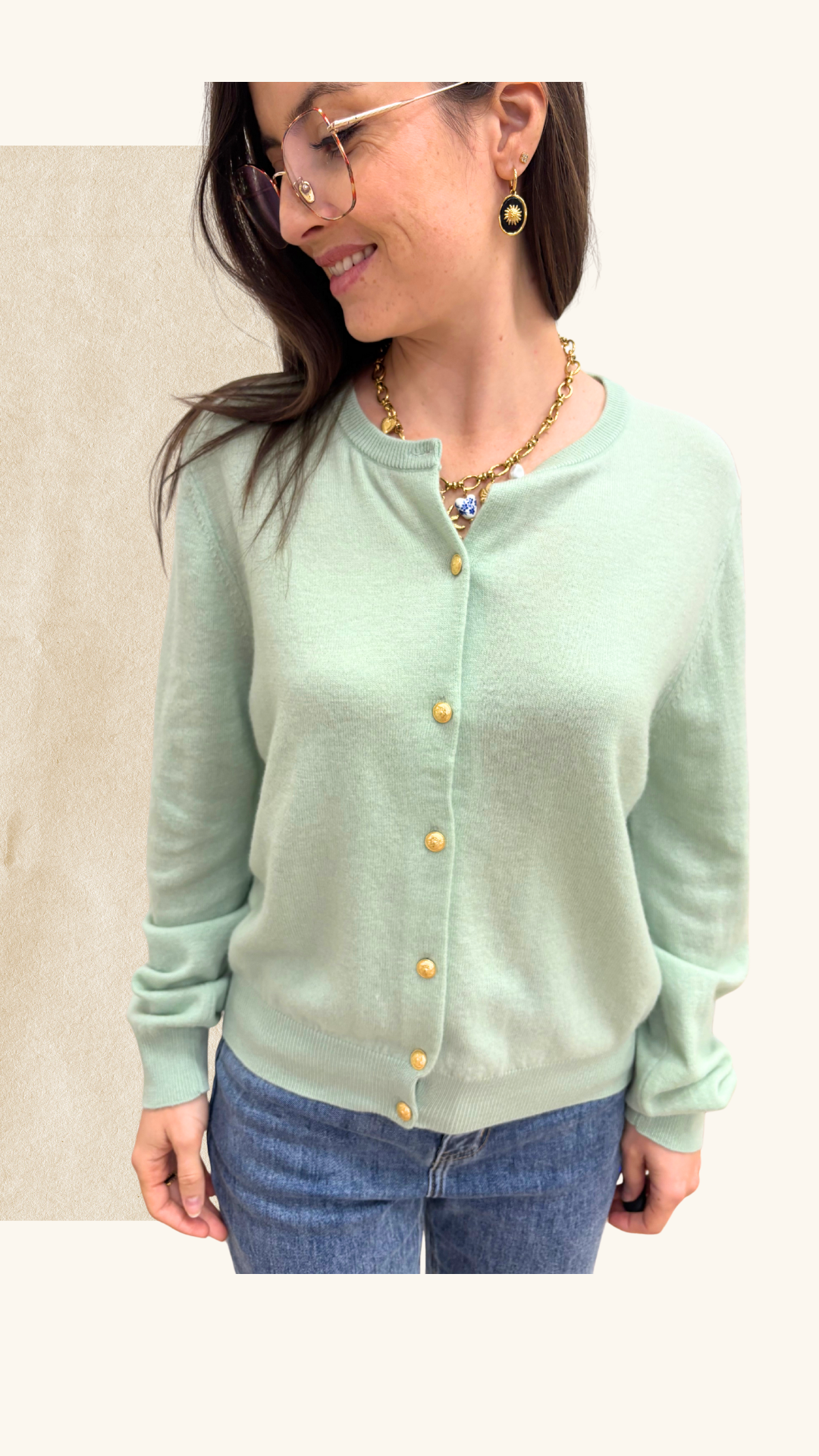 Gilet Ava vert 100% laine mérinos