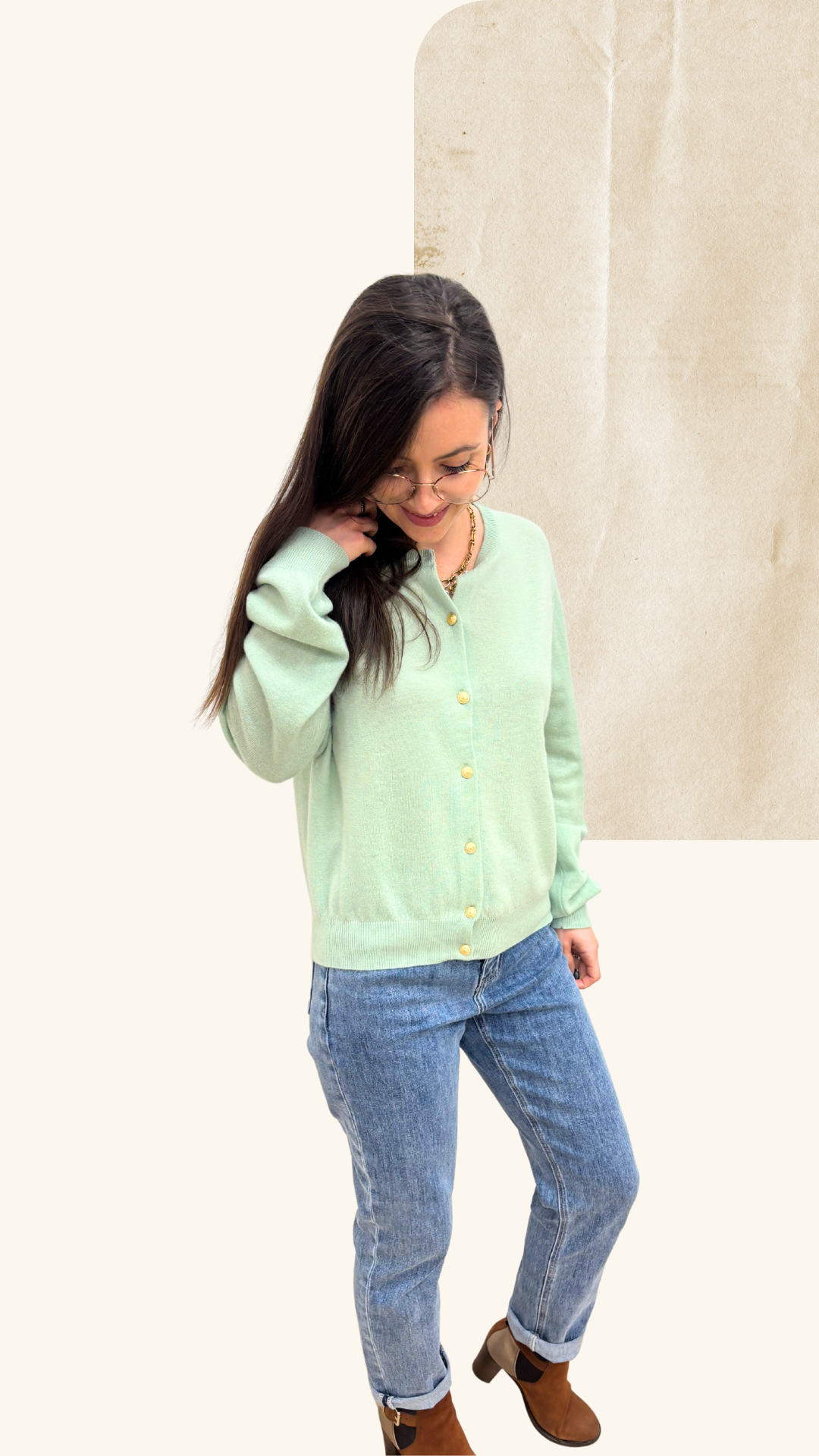 Gilet Ava vert 100% laine mérinos