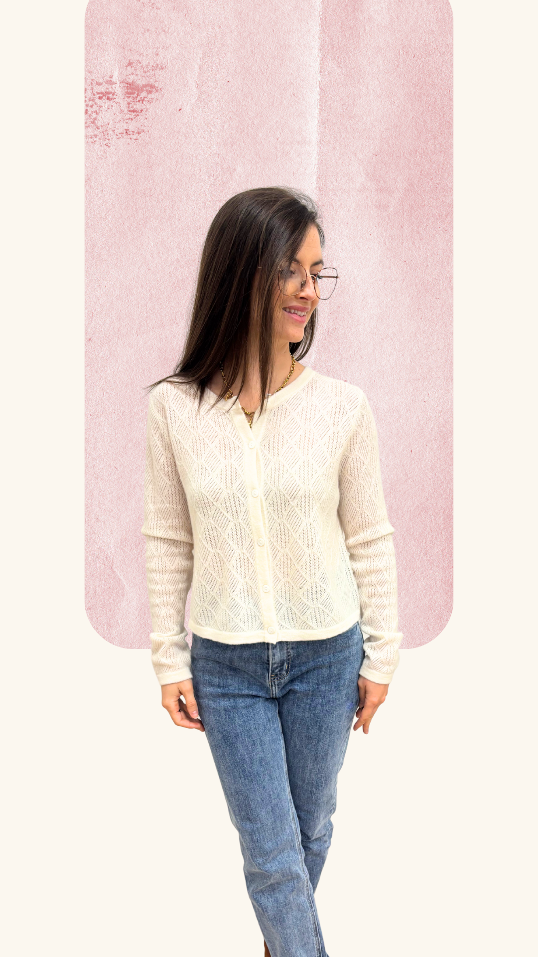 Gilet Amandine blanc 100% laine