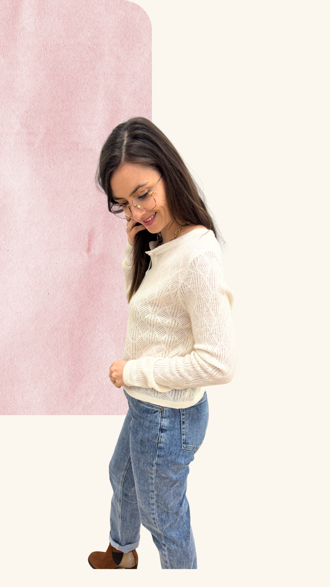 Gilet Amandine blanc 100% laine