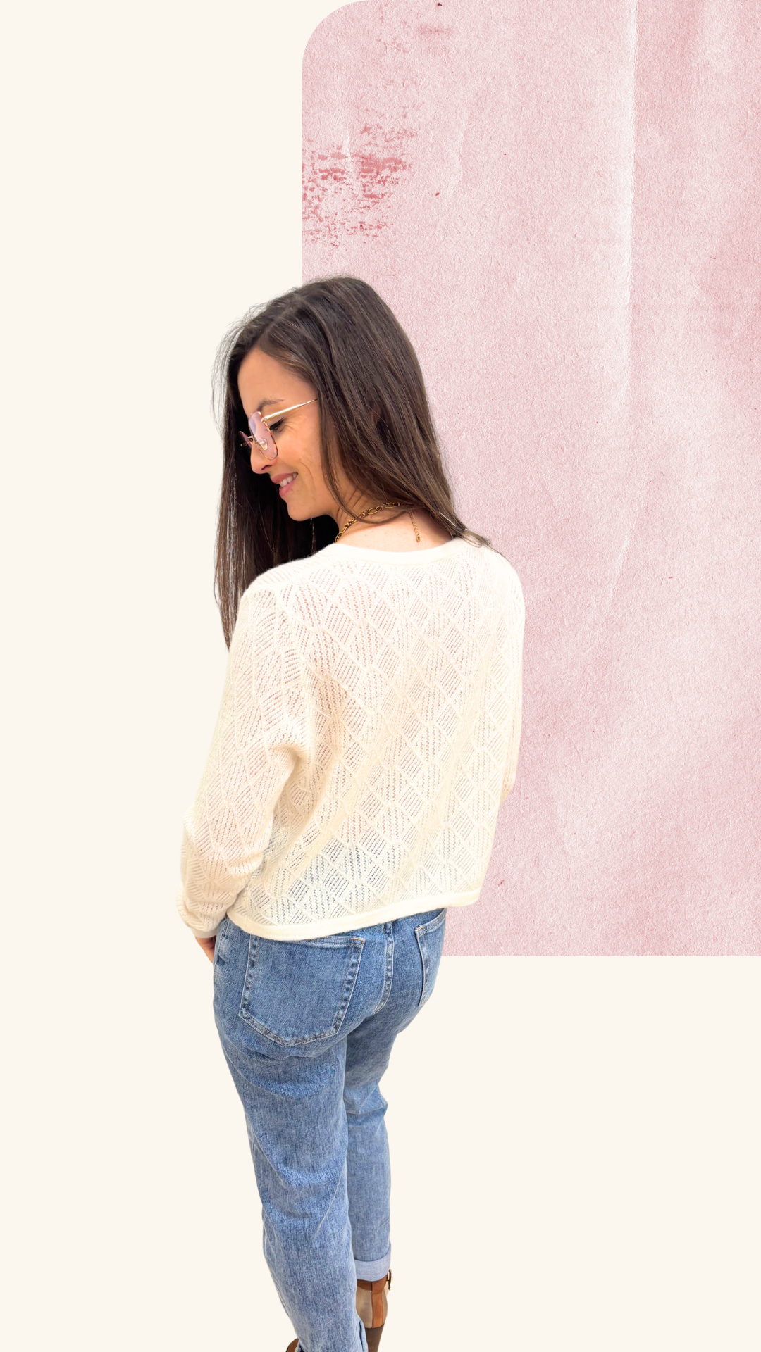 Gilet Amandine blanc 100% laine