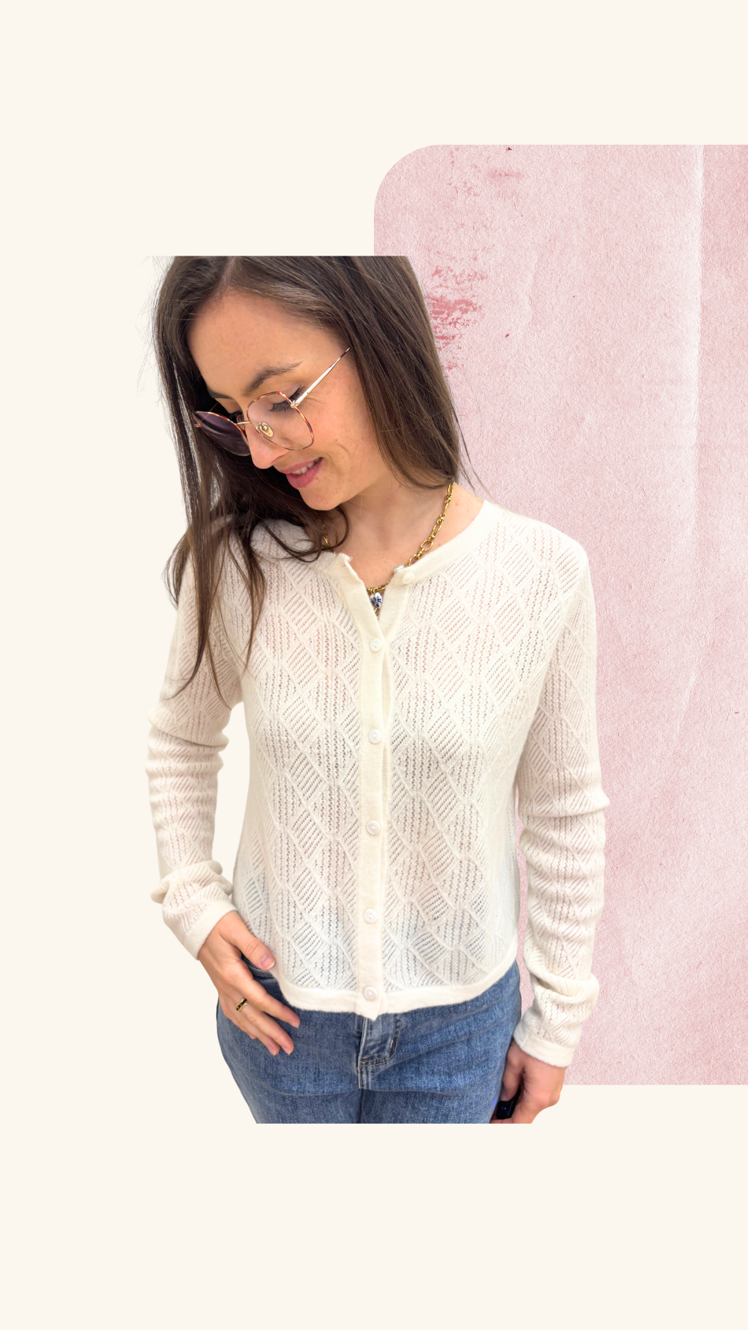 Gilet Amandine blanc 100% laine