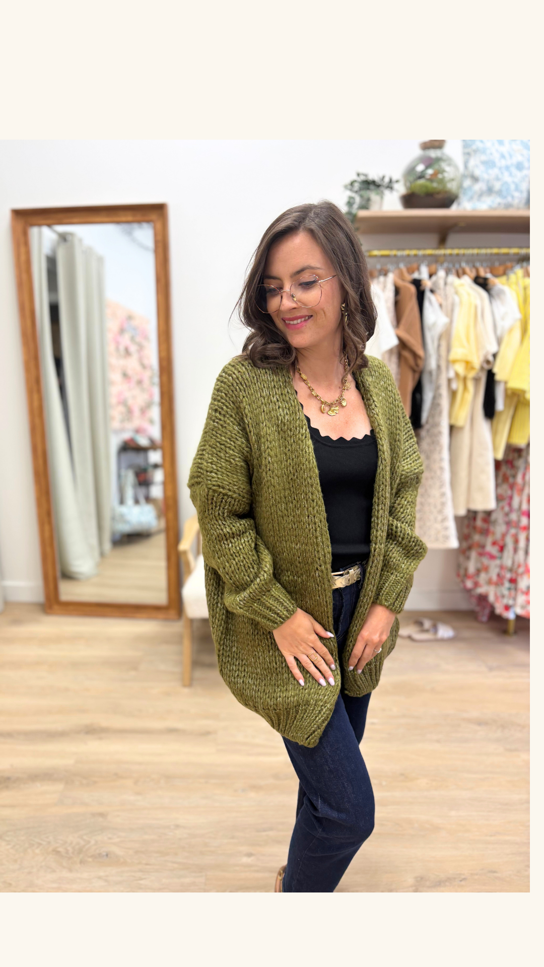 Gilet Laure vert olive
