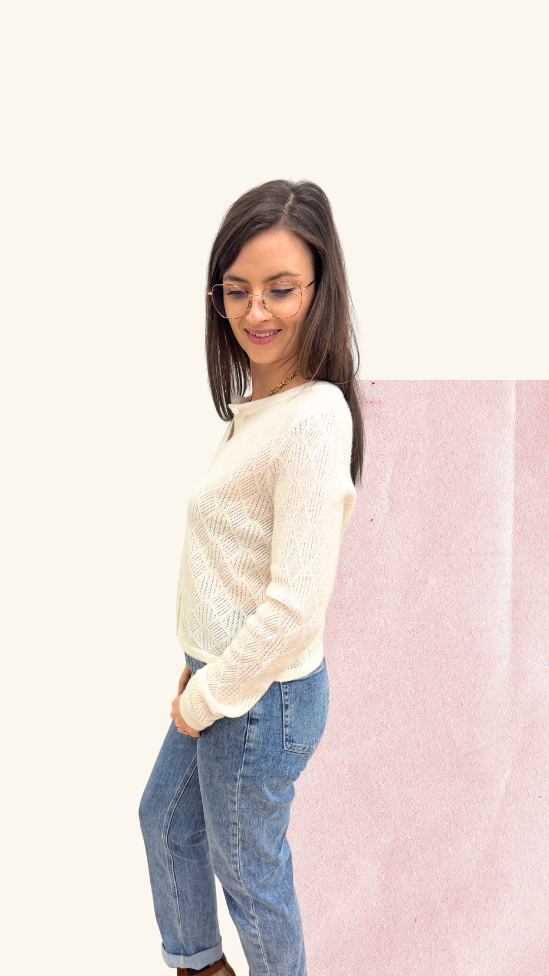 Gilet Amandine blanc 100% laine