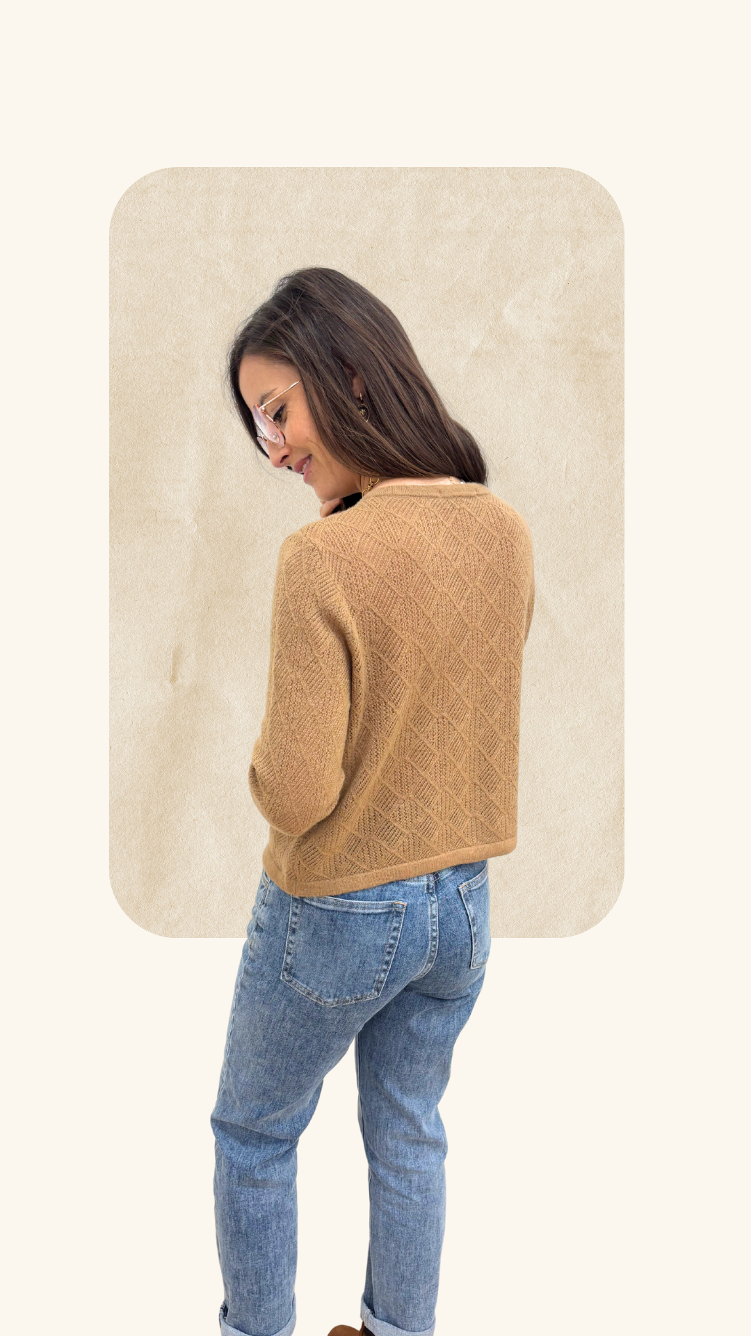 Gilet Amandine camel 100% laine