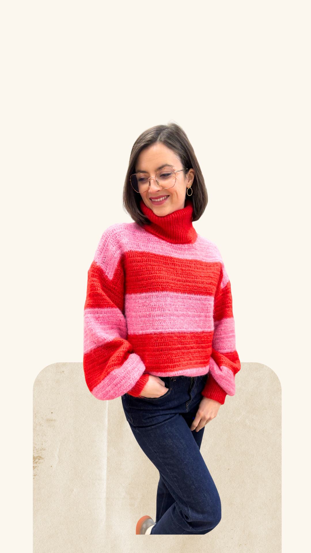 Pull Aéris rouge - rose