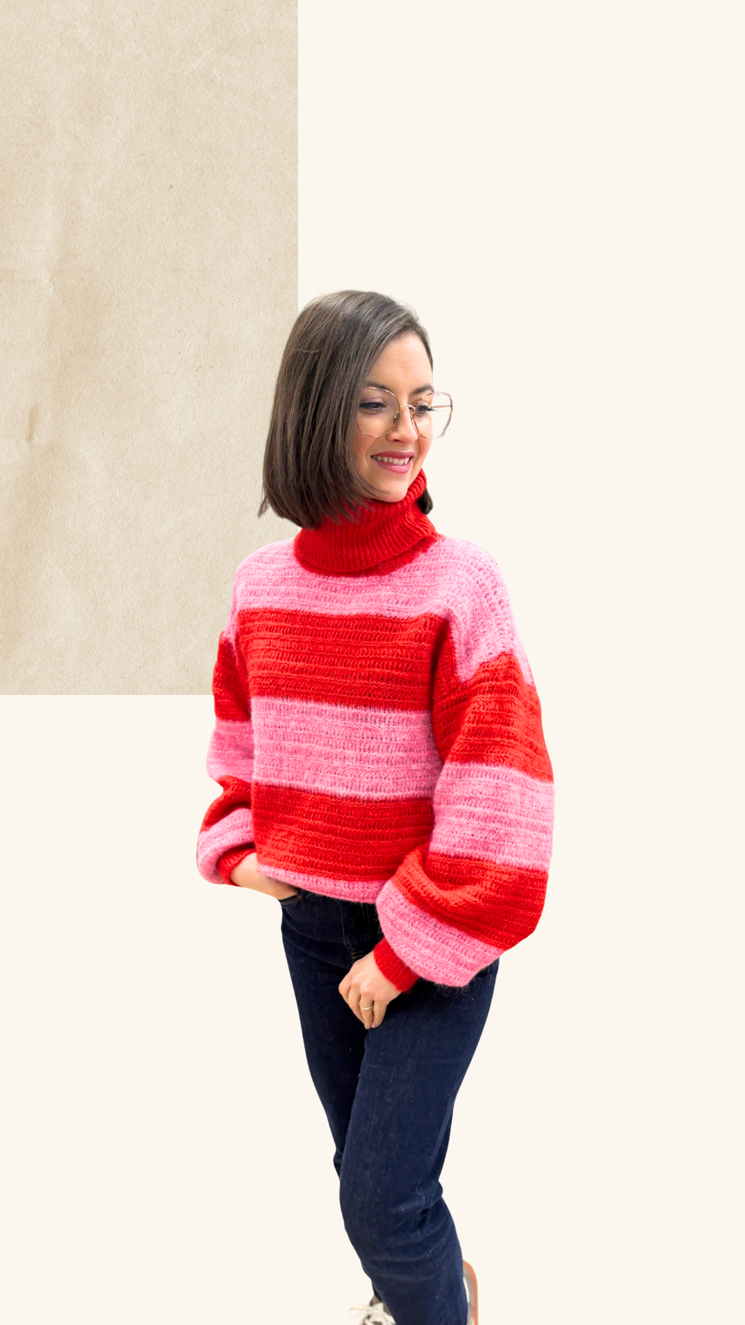 Pull Aéris rouge - rose