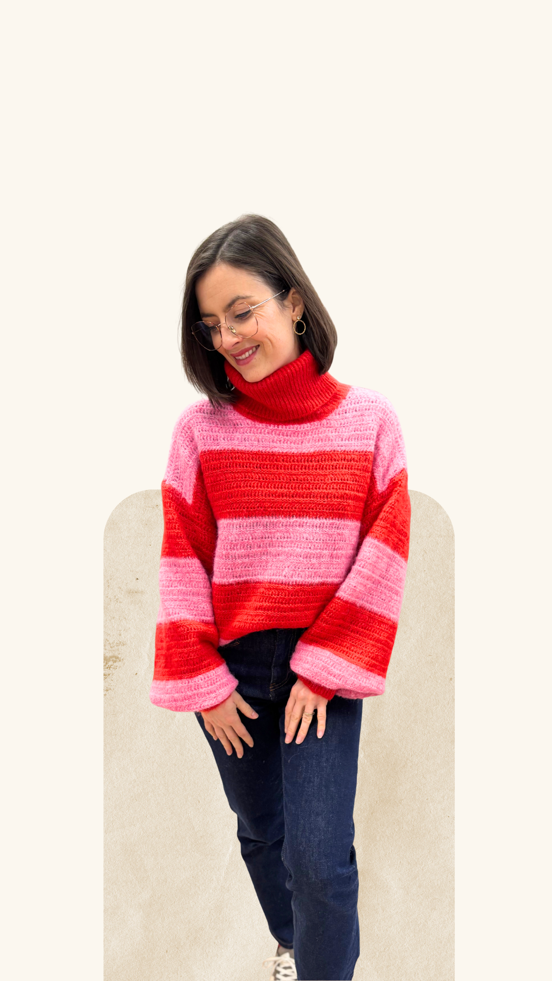 Pull Aéris rouge - rose