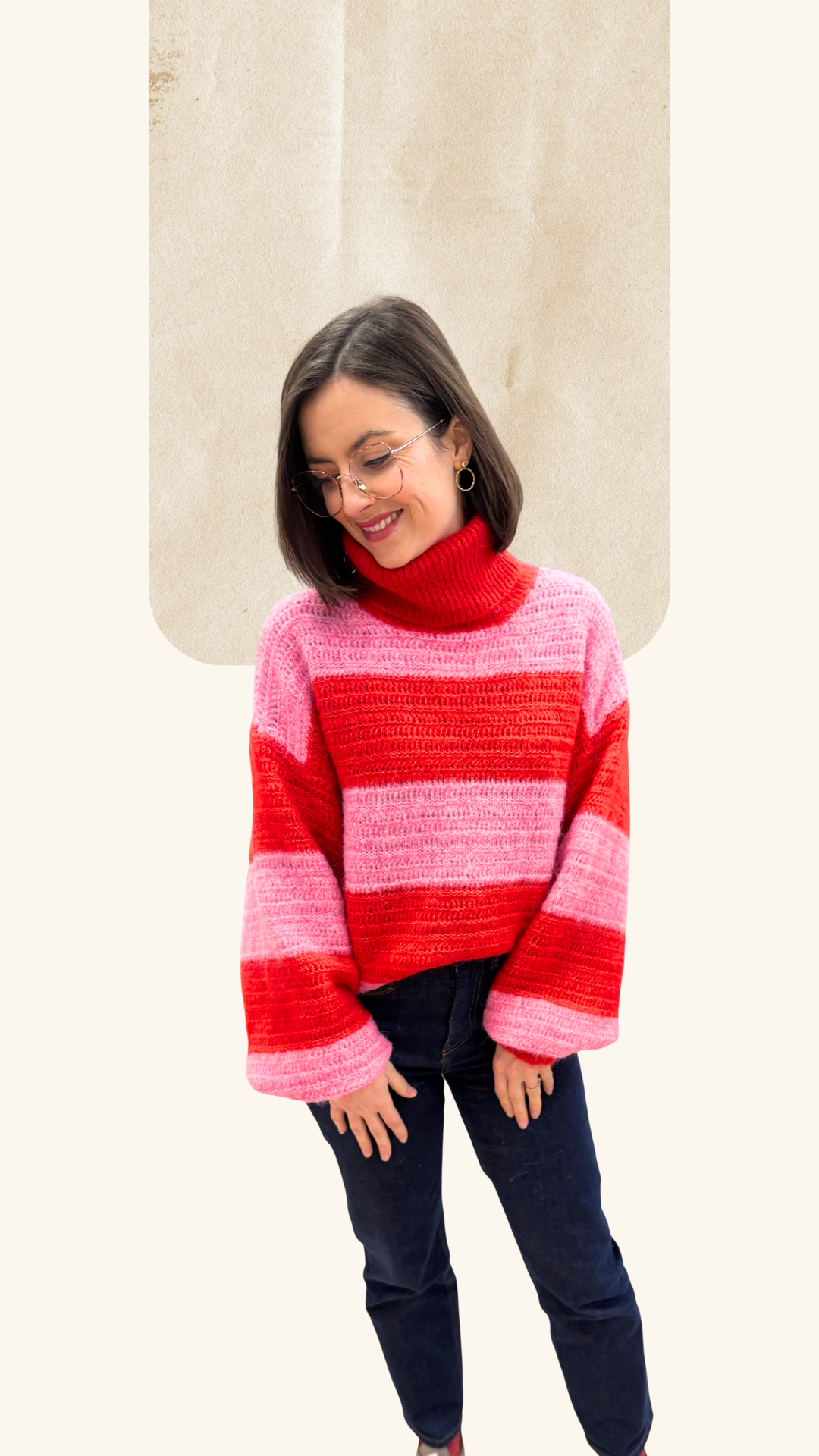 Pull Aéris rouge - rose