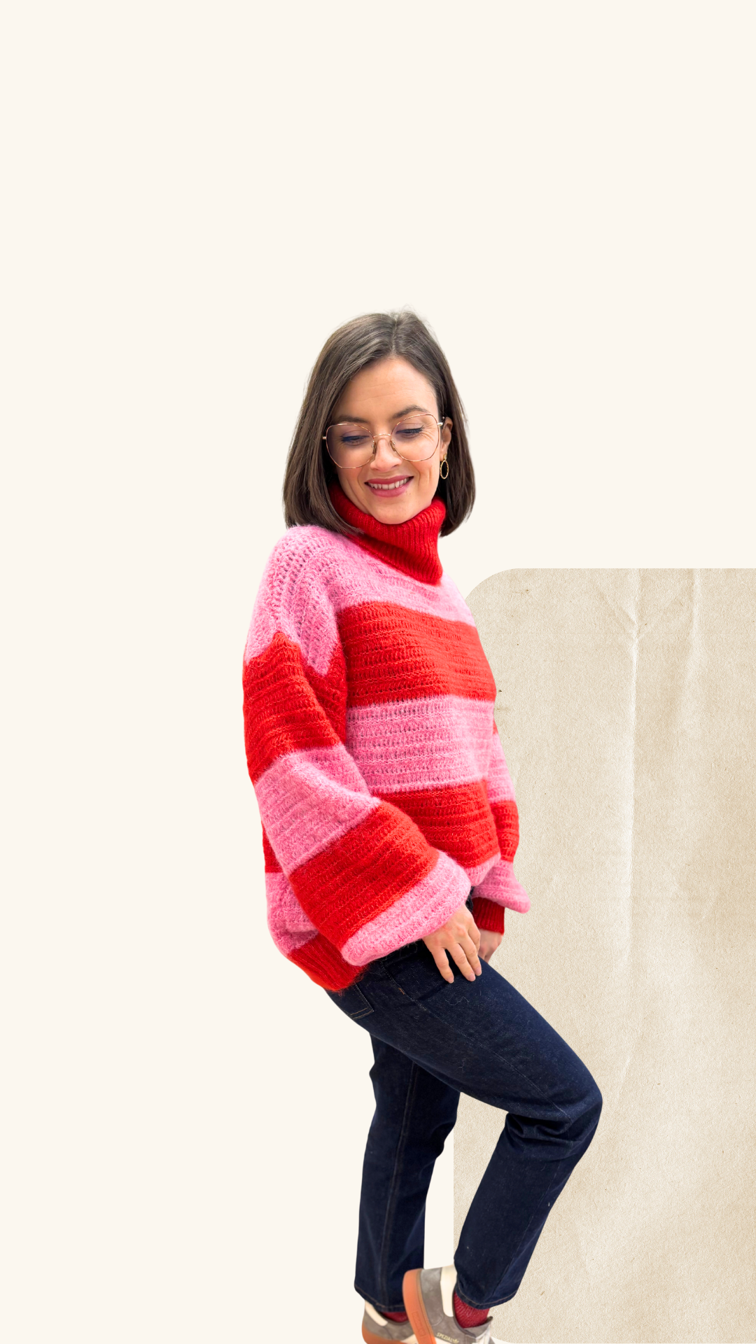 Pull Aéris rouge - rose