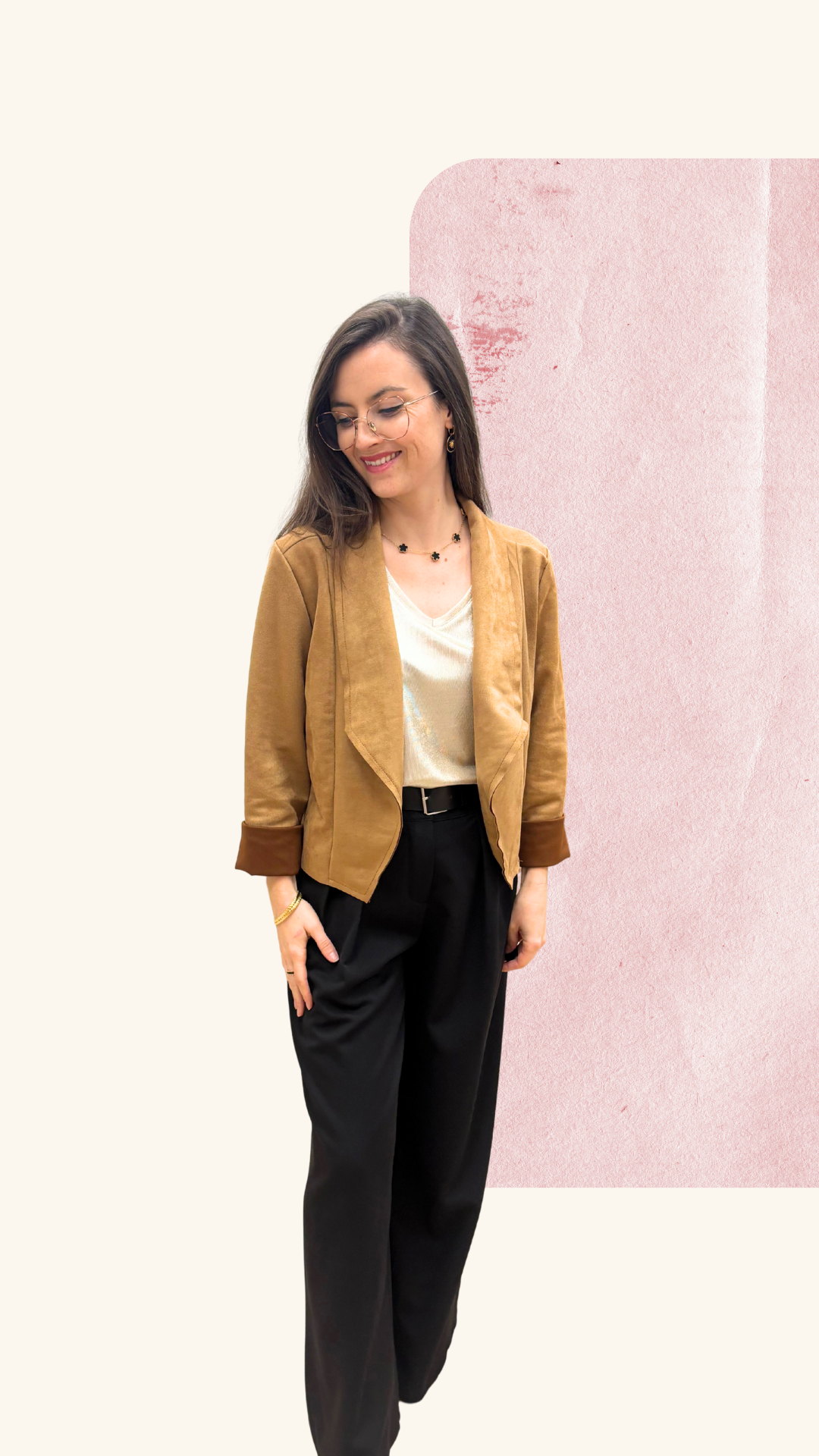 Veste Charlène en suédine camel