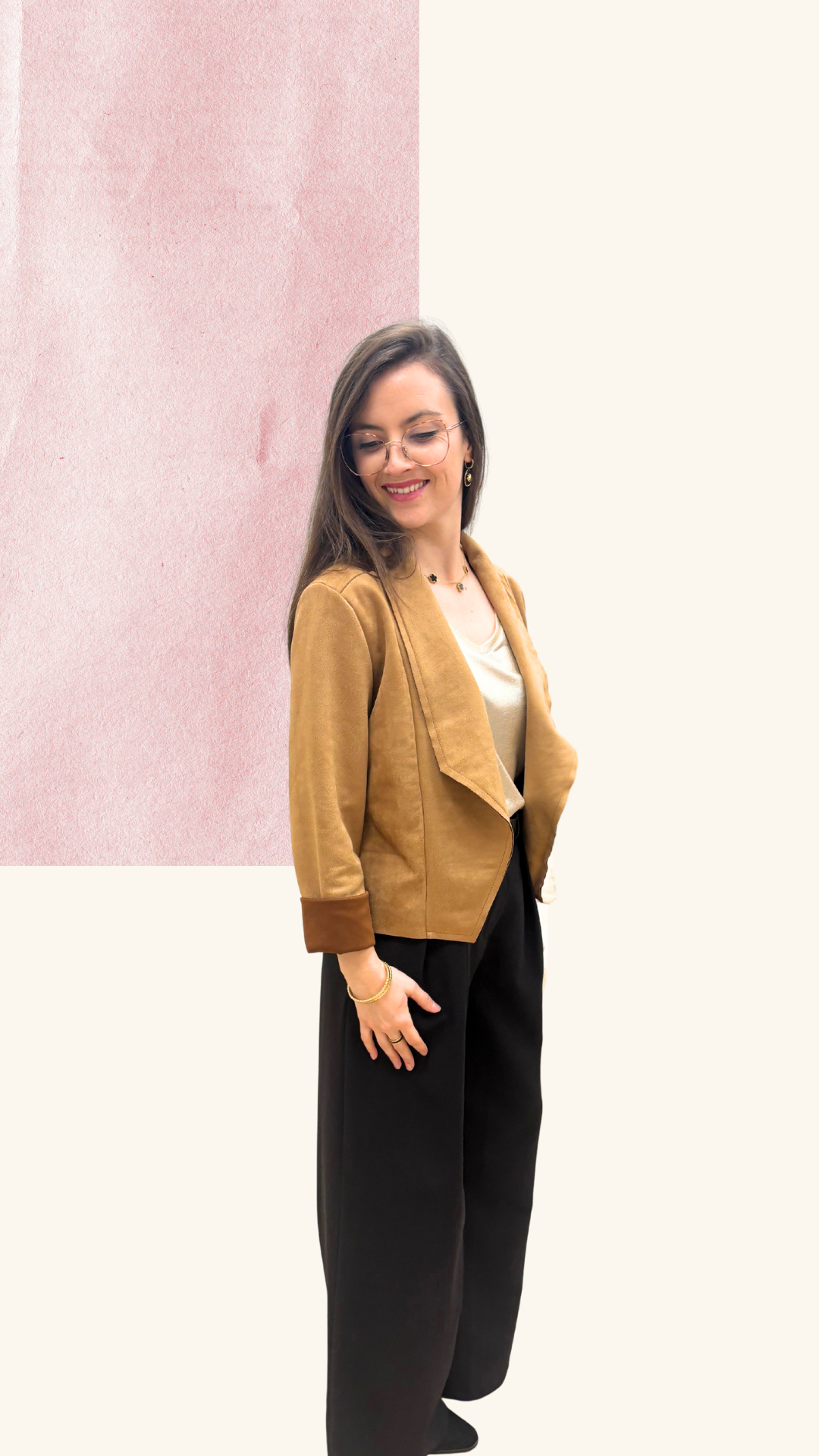 Veste Charlène en suédine camel