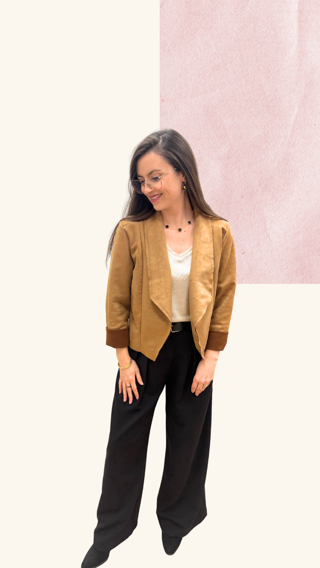 Veste Charlène en suédine camel