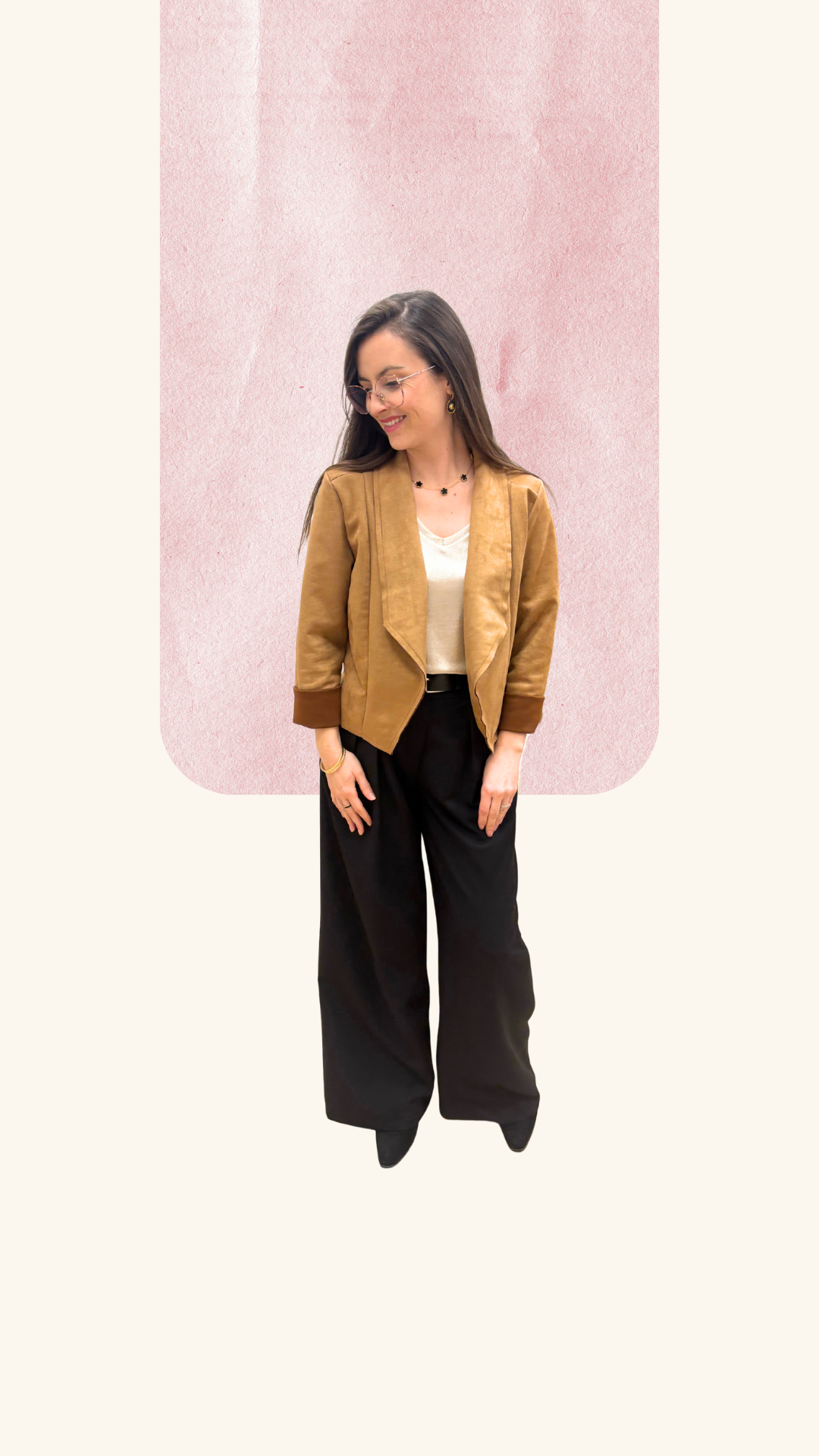 Veste Charlène en suédine camel