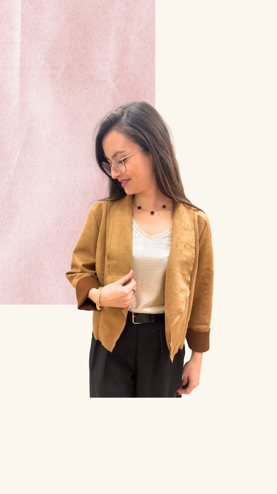 Veste Charlène en suédine camel