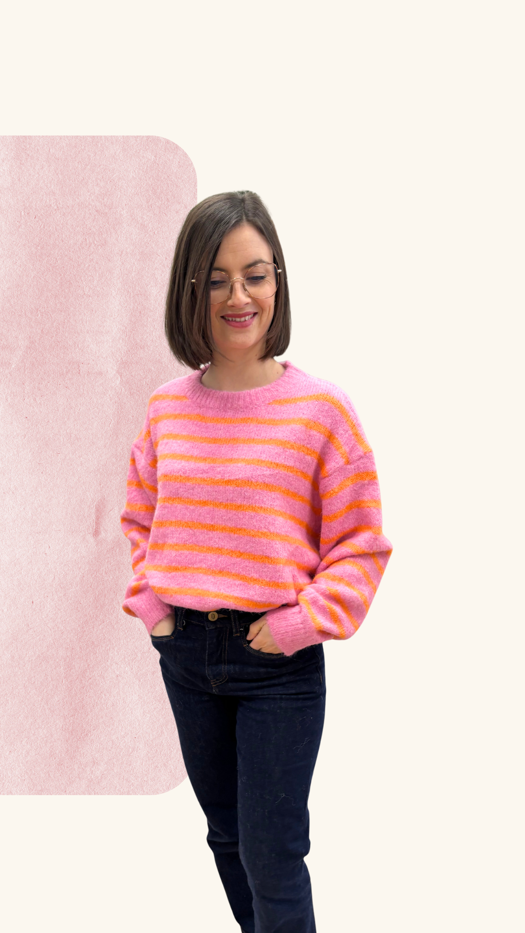 Pull Eugénie orange / rose