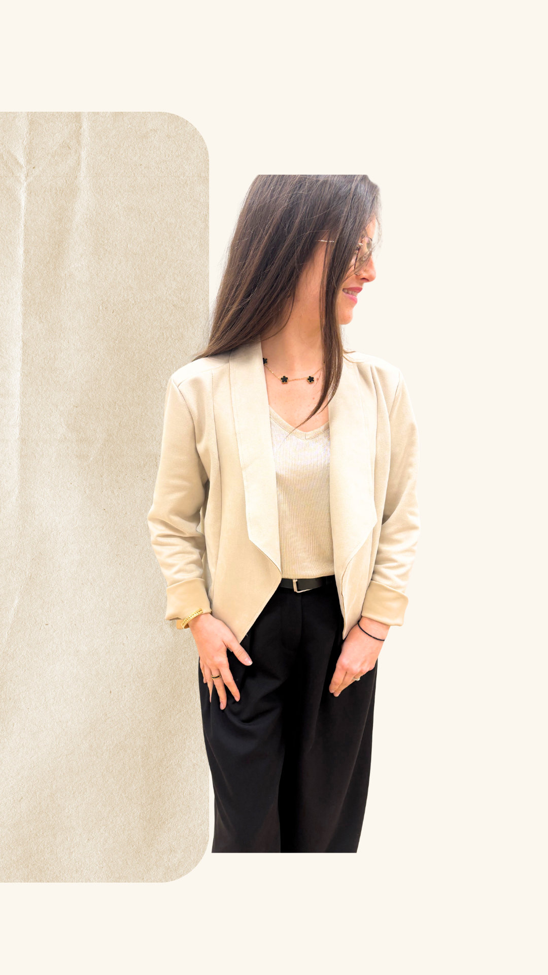 Veste Charlène en suédine beige