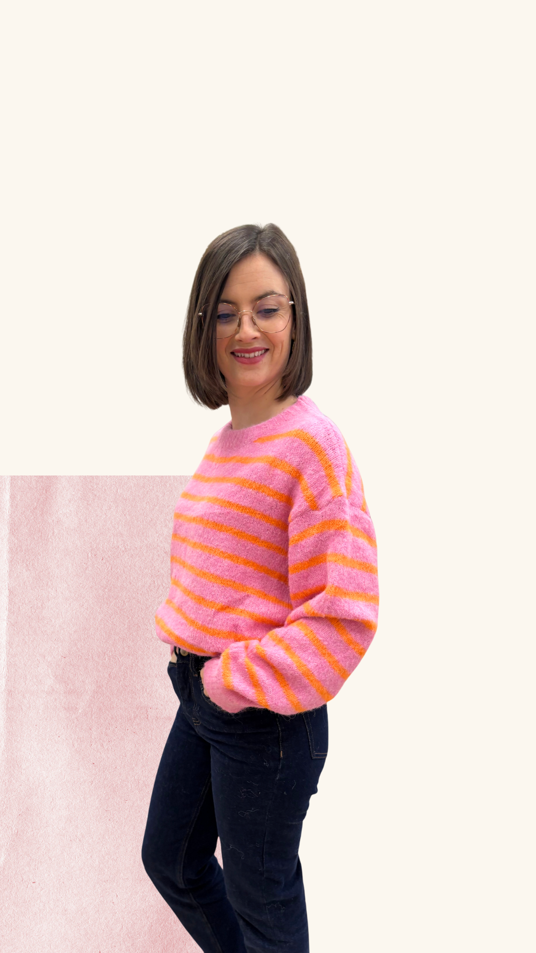 Pull Eugénie orange / rose
