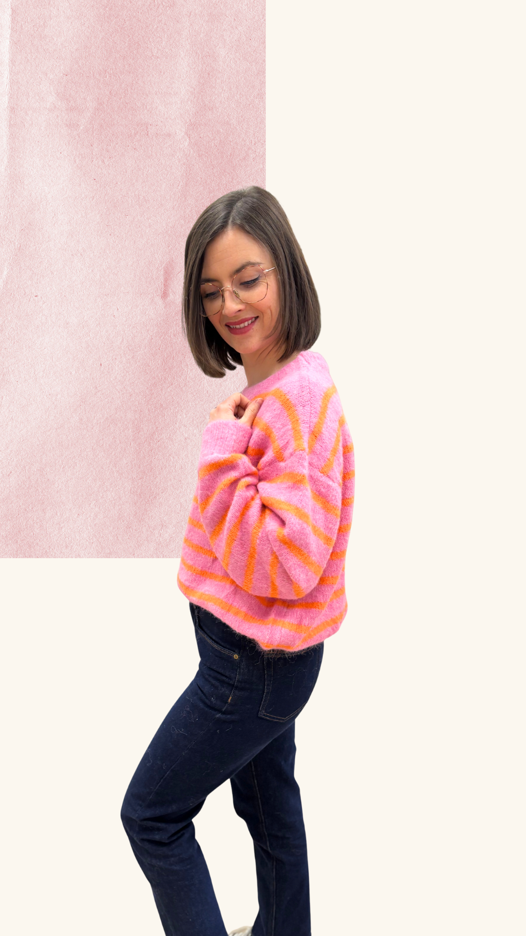 Pull Eugénie orange / rose