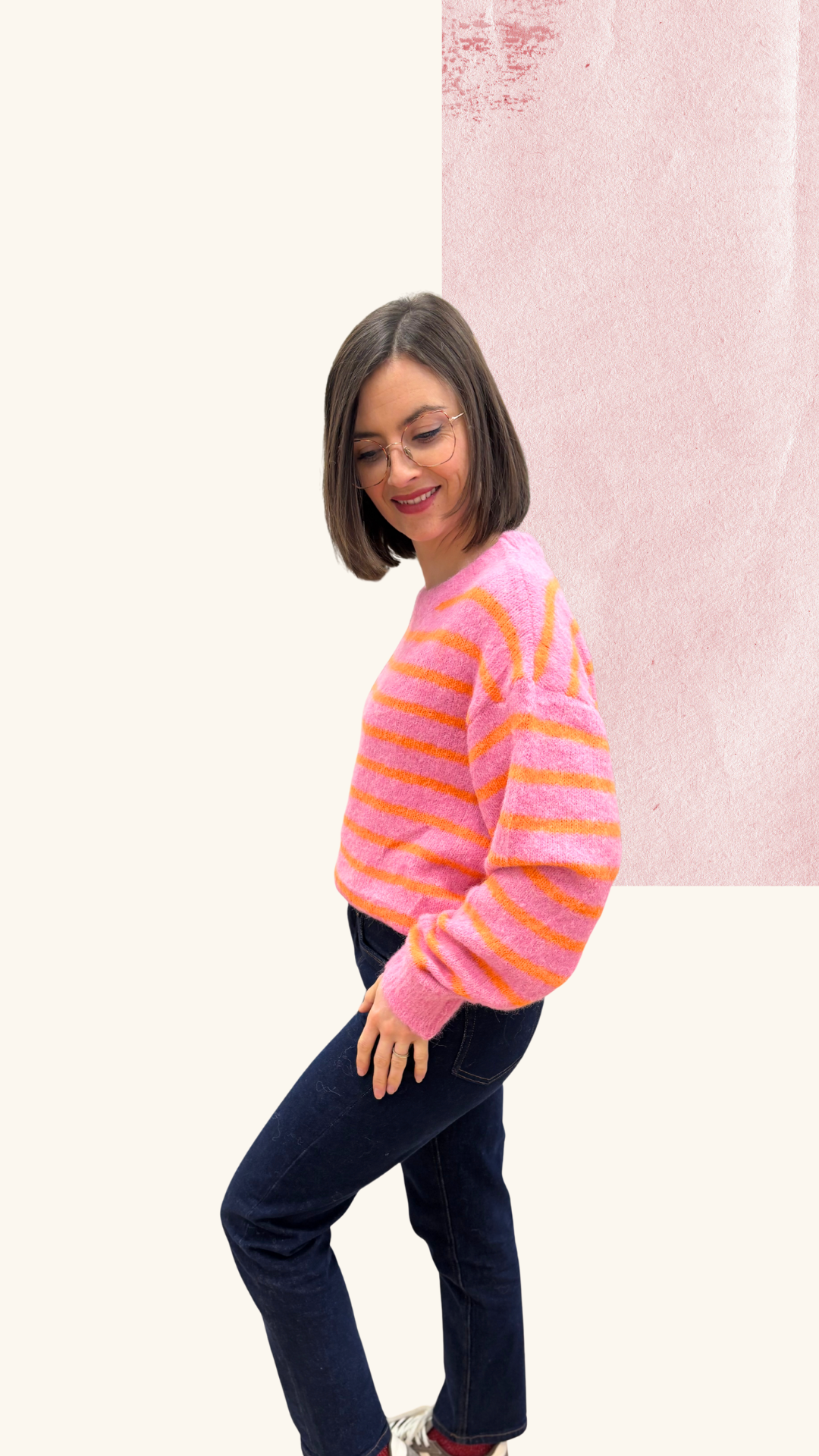 Pull Eugénie orange / rose
