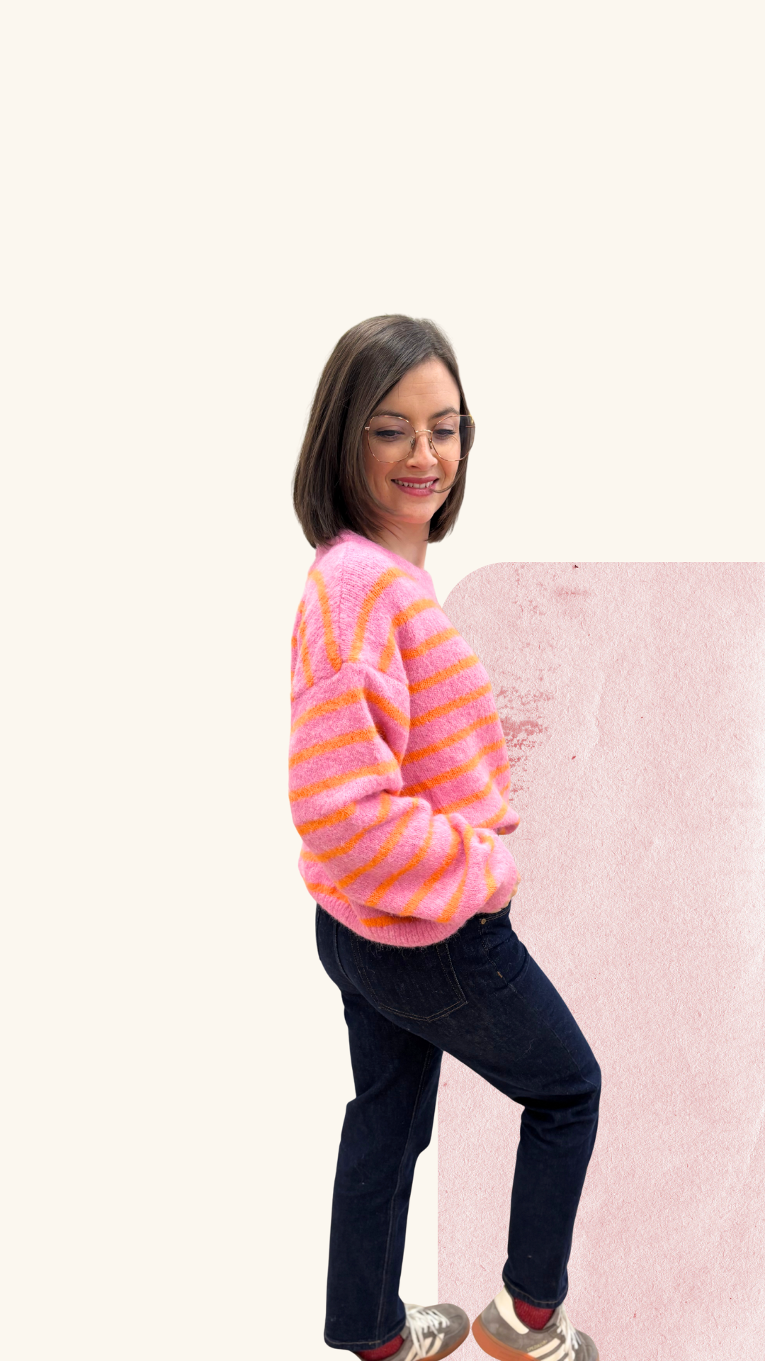 Pull Eugénie orange / rose